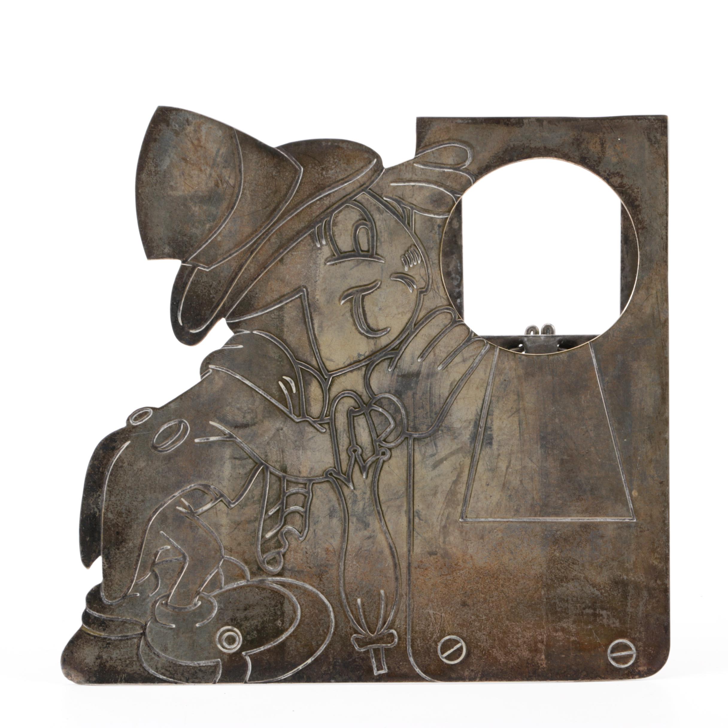 Walt Disney Productions "Jiminy Cricket" Silver Plate Picture Frame