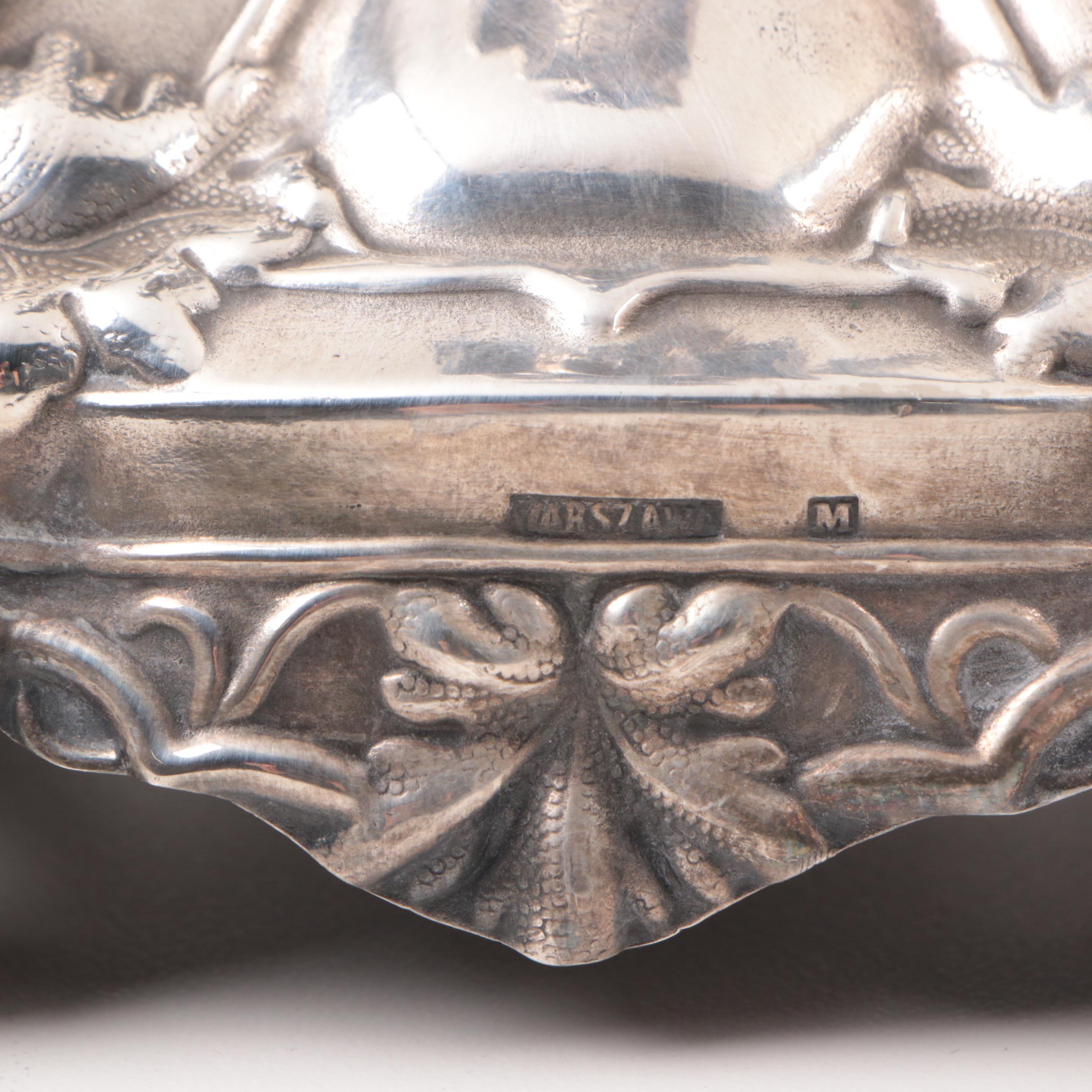 Antique Roman Plewkiewicz & Company Silver Plate Grape Motif Candlesticks