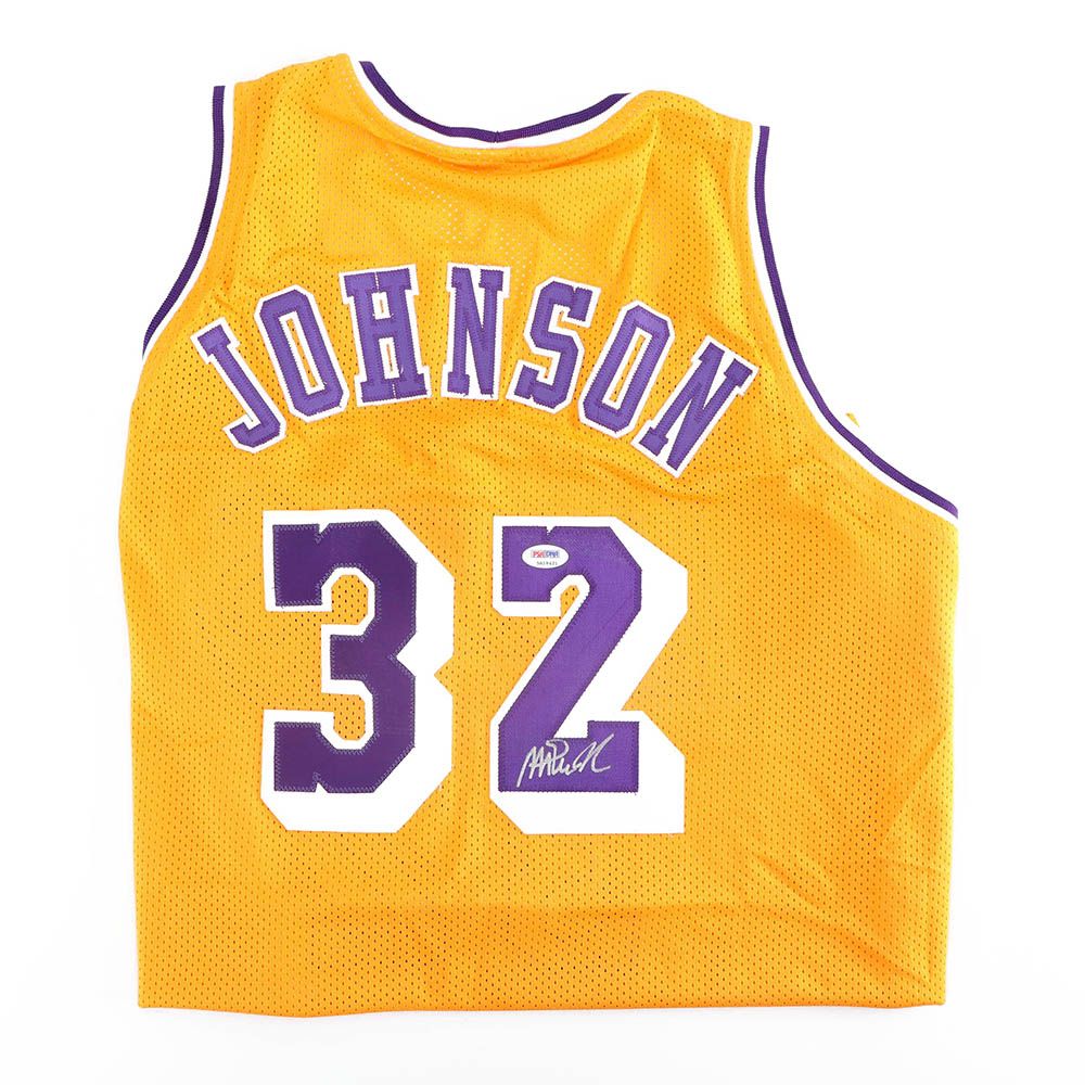 Magic Johnson Autographed Los Angeles Lakers Replica Jersey - PSA/DNA COA