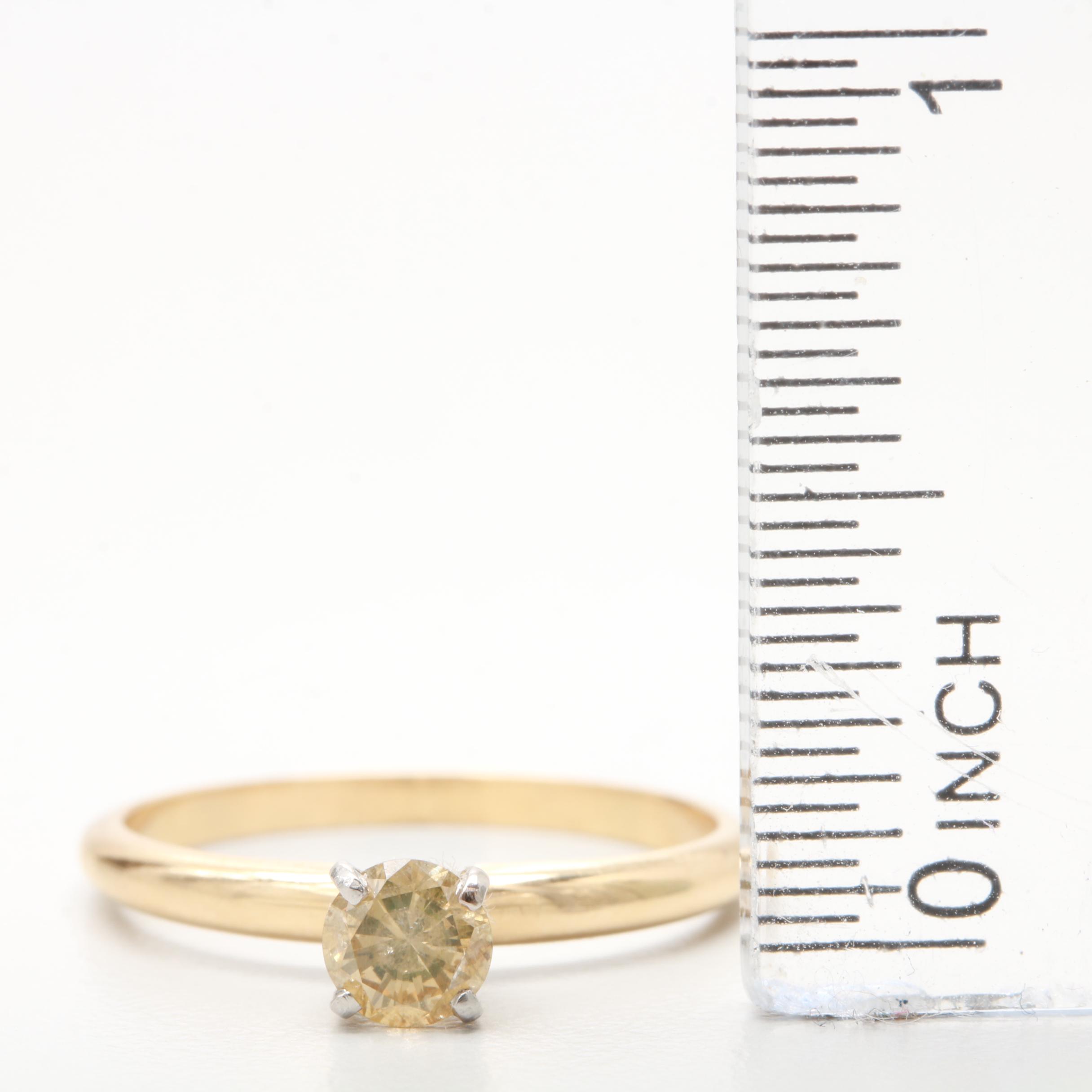 18K Yellow Gold and Platinum Yellow Diamond Ring