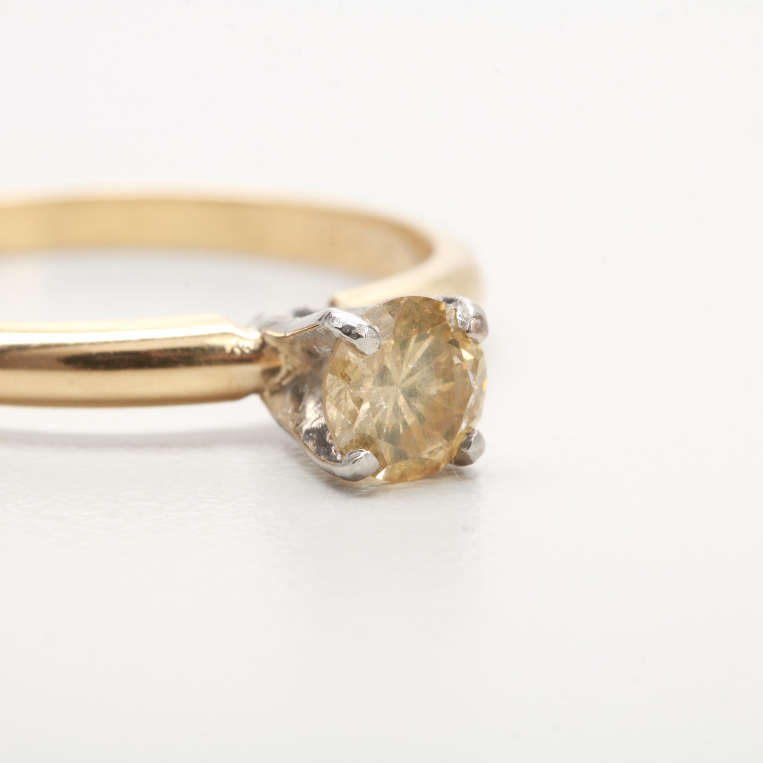 18K Yellow Gold and Platinum Yellow Diamond Ring