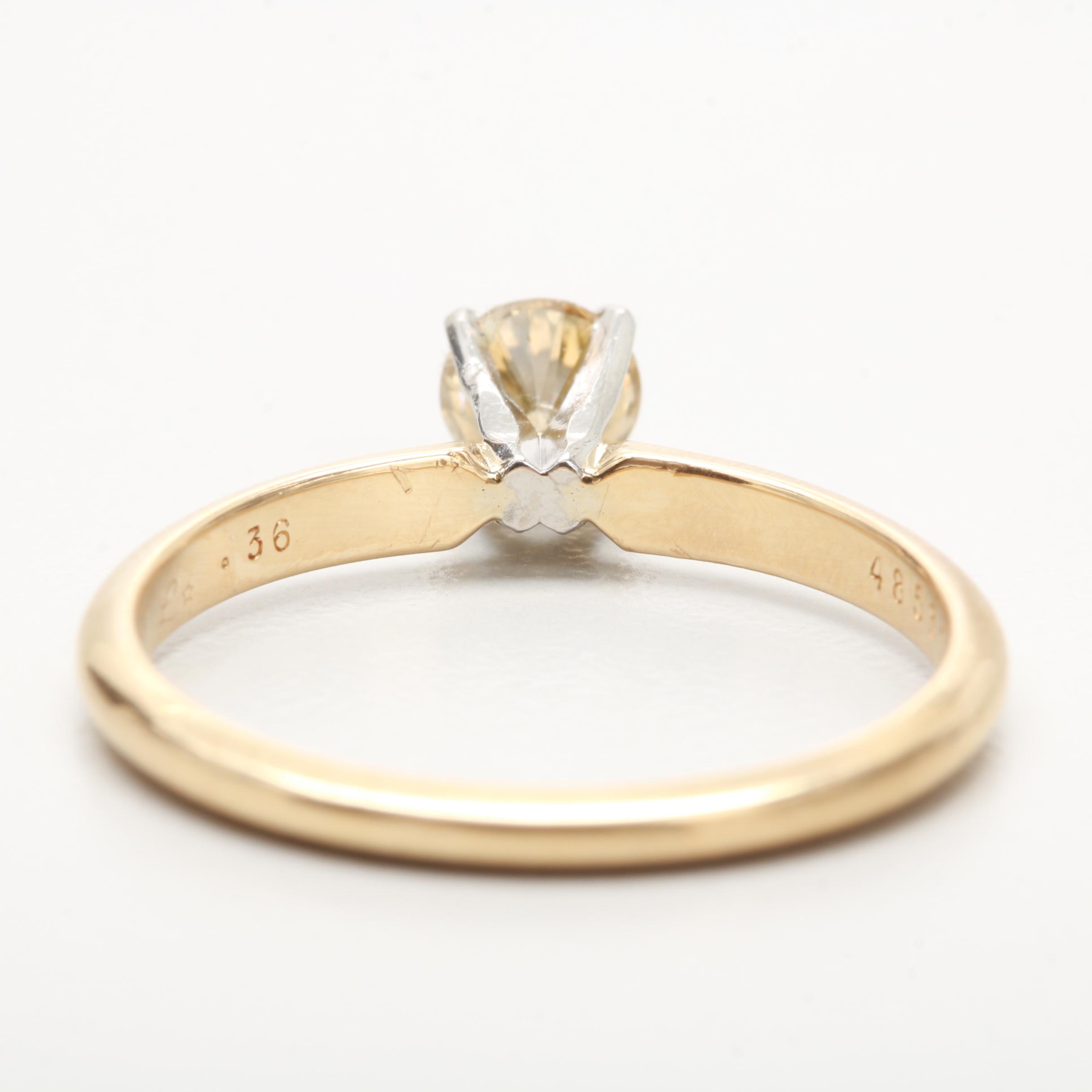 18K Yellow Gold and Platinum Yellow Diamond Ring