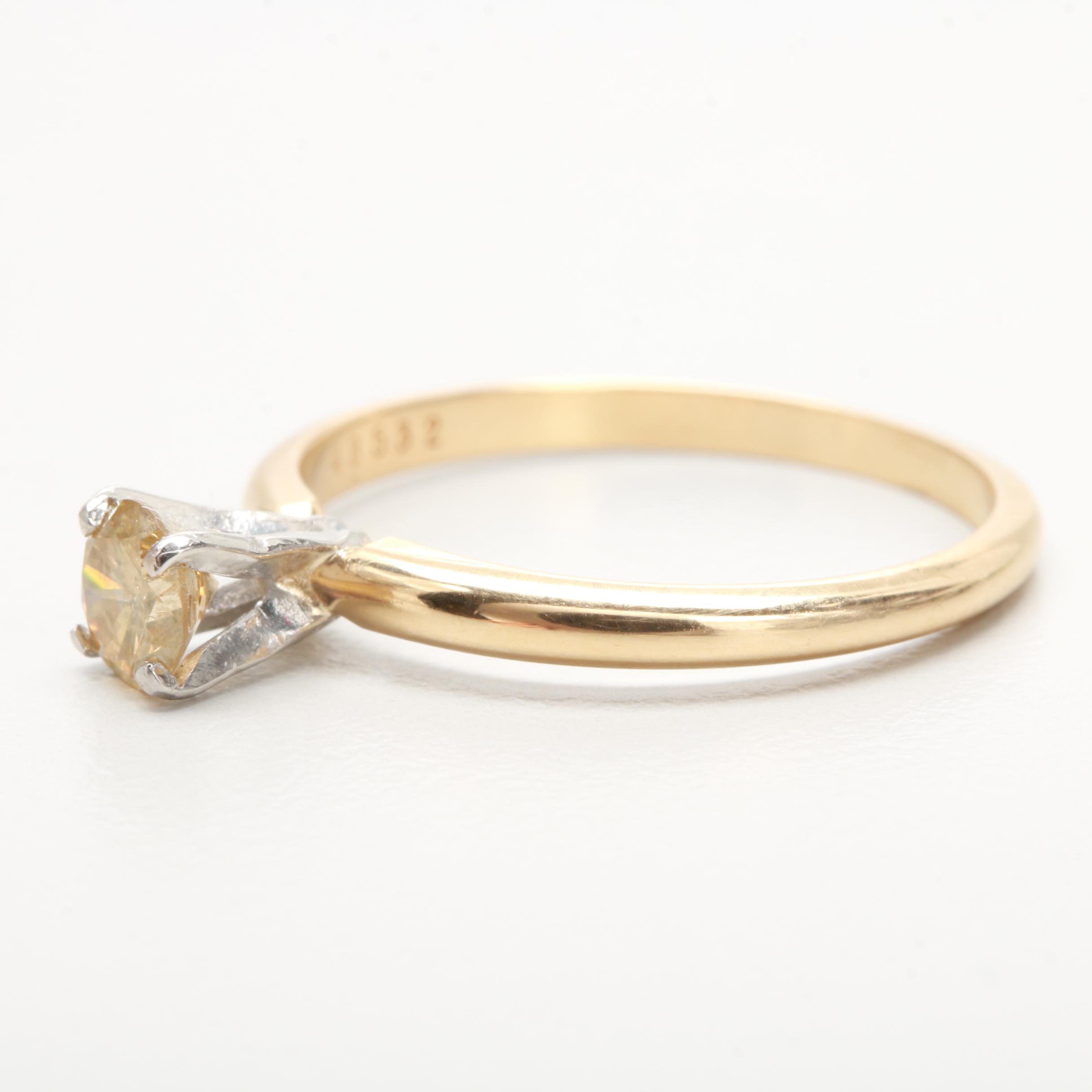 18K Yellow Gold and Platinum Yellow Diamond Ring