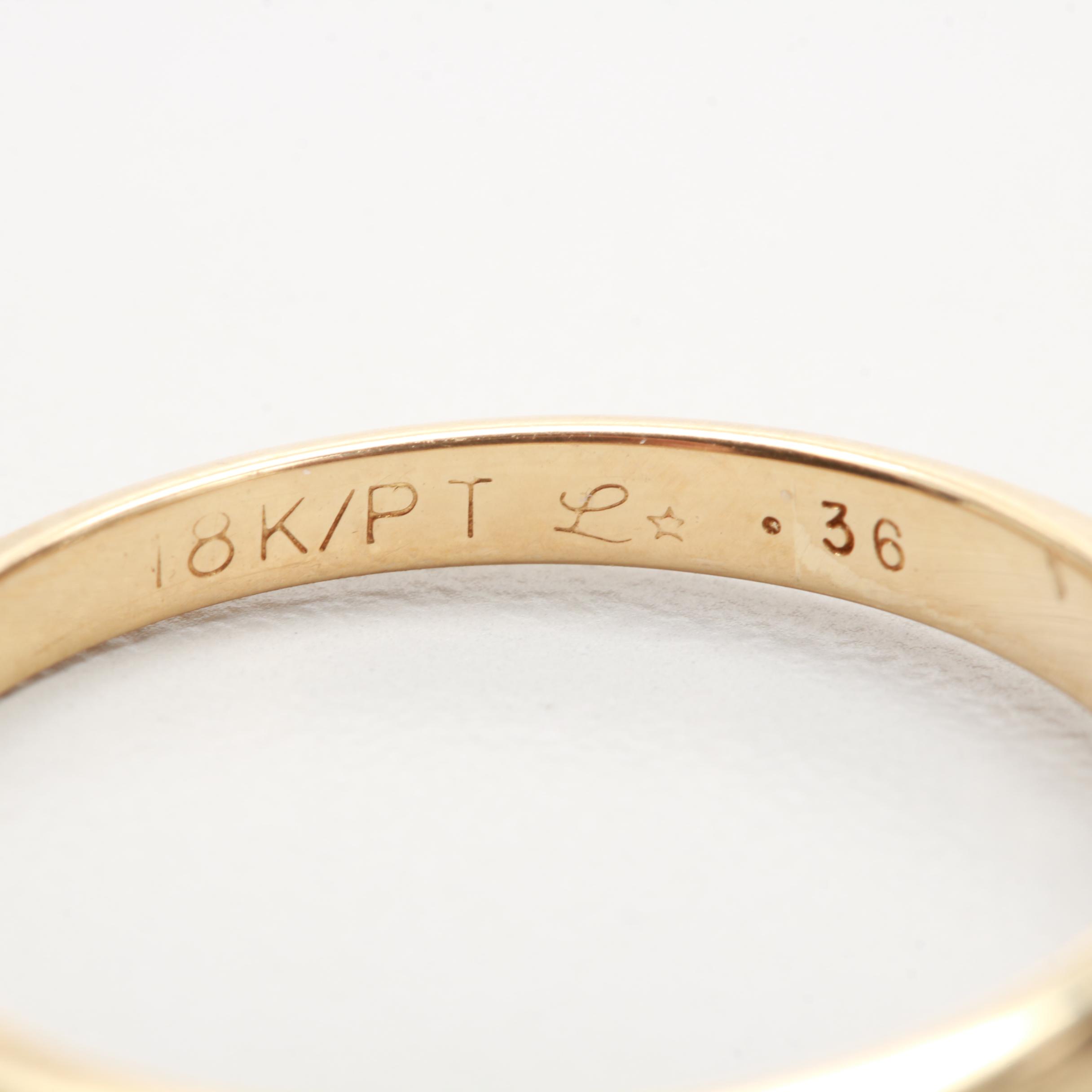 18K Yellow Gold and Platinum Yellow Diamond Ring