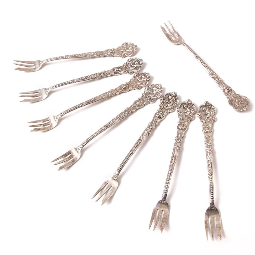 Set of Eight Gorham Sterling Silver "Versailles" Oyster Fork, Circa 1888