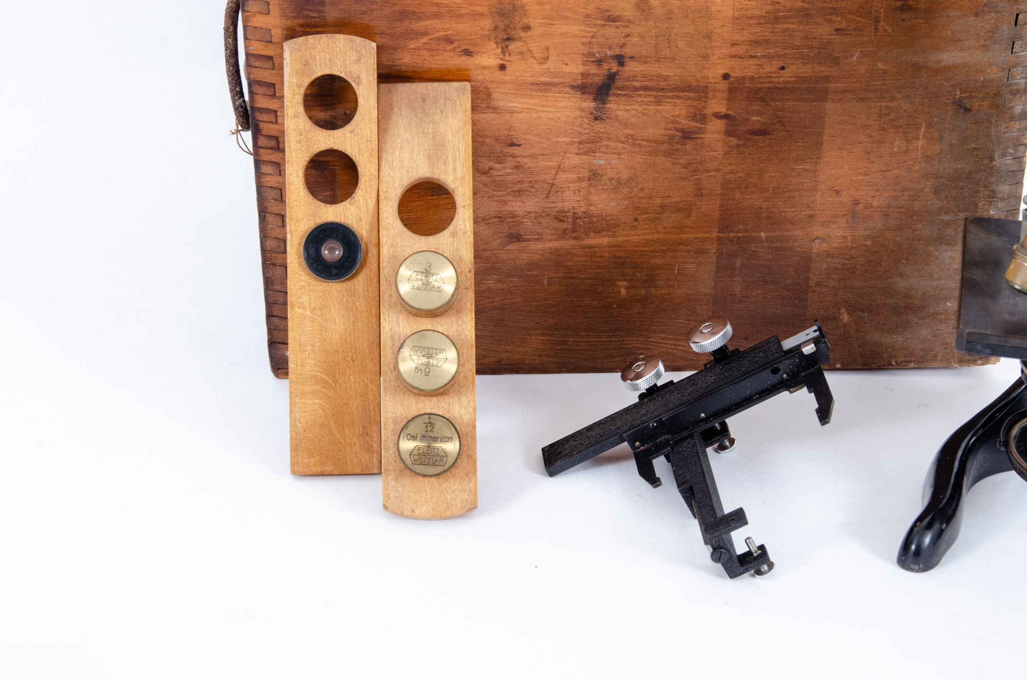 1922 Ernst Leitz Wetzlar Brass Microscope with Original Case and Accessories