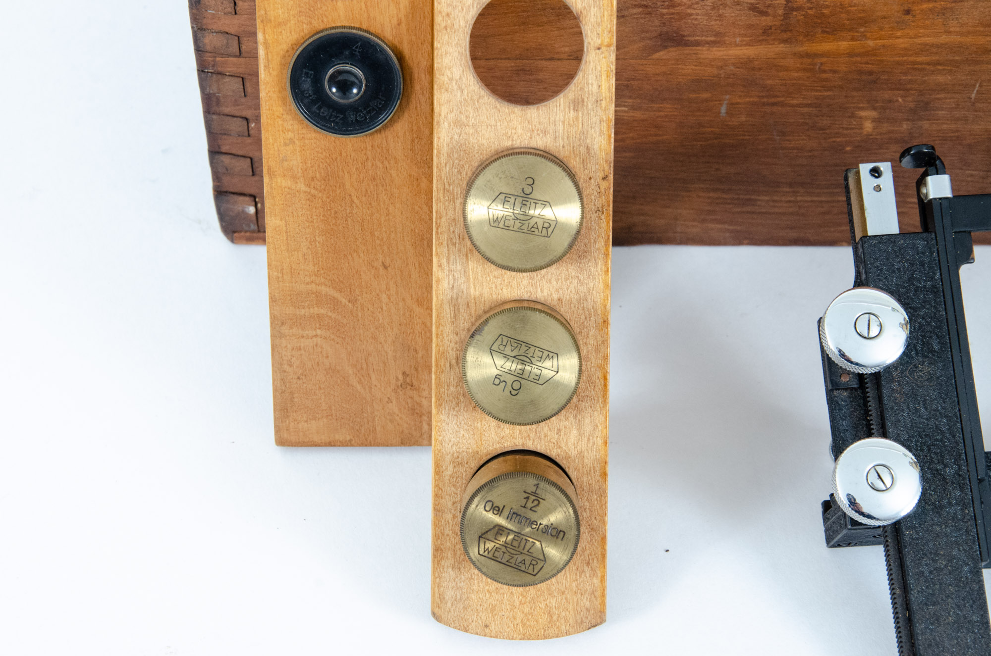 1922 Ernst Leitz Wetzlar Brass Microscope with Original Case and Accessories