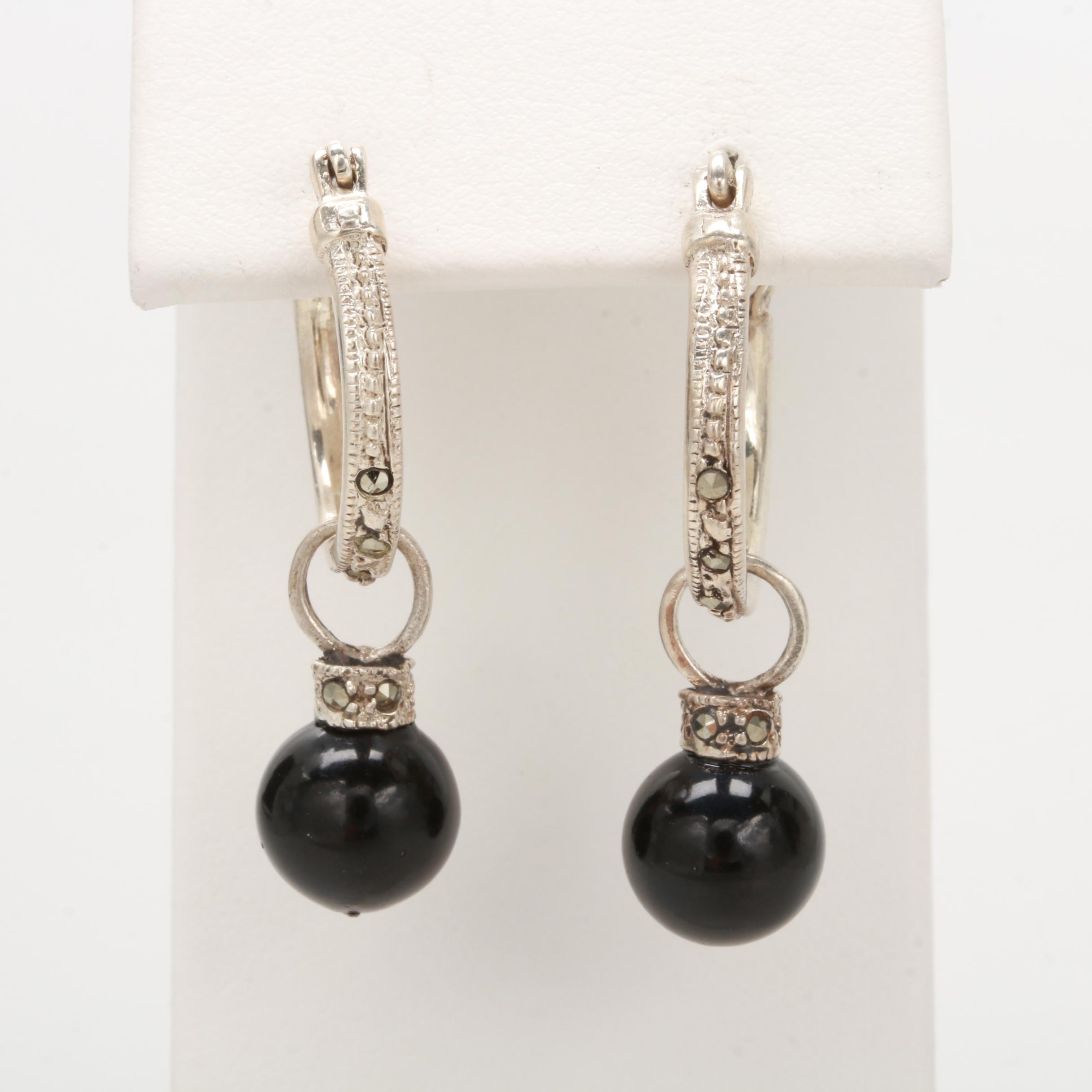 Sterling Silver Resin and Marcasite Earrings