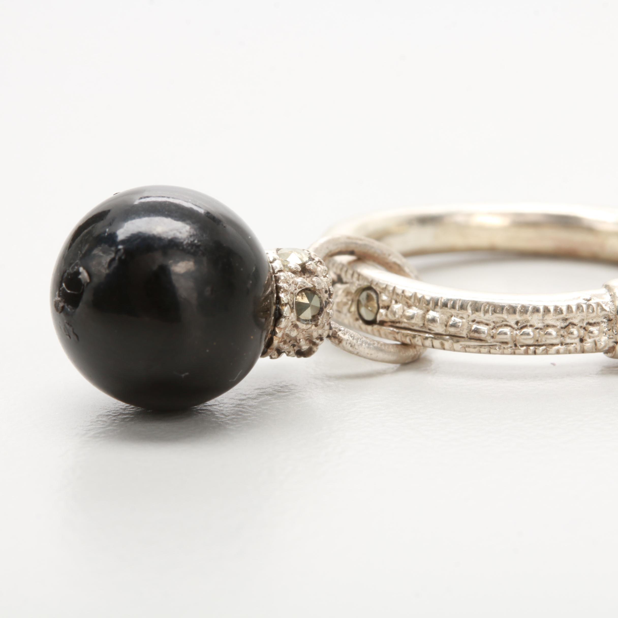 Sterling Silver Resin and Marcasite Earrings