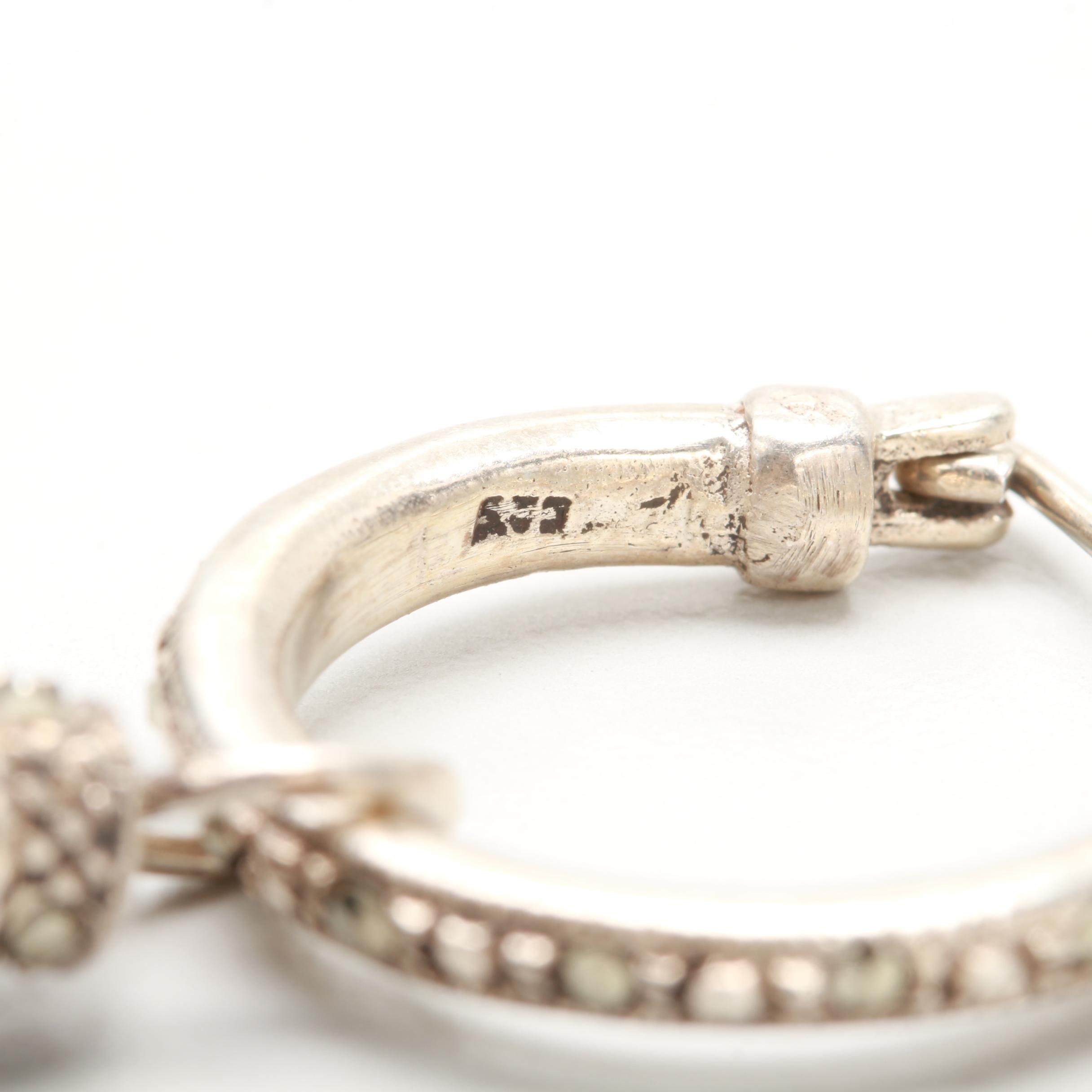 Sterling Silver Resin and Marcasite Earrings