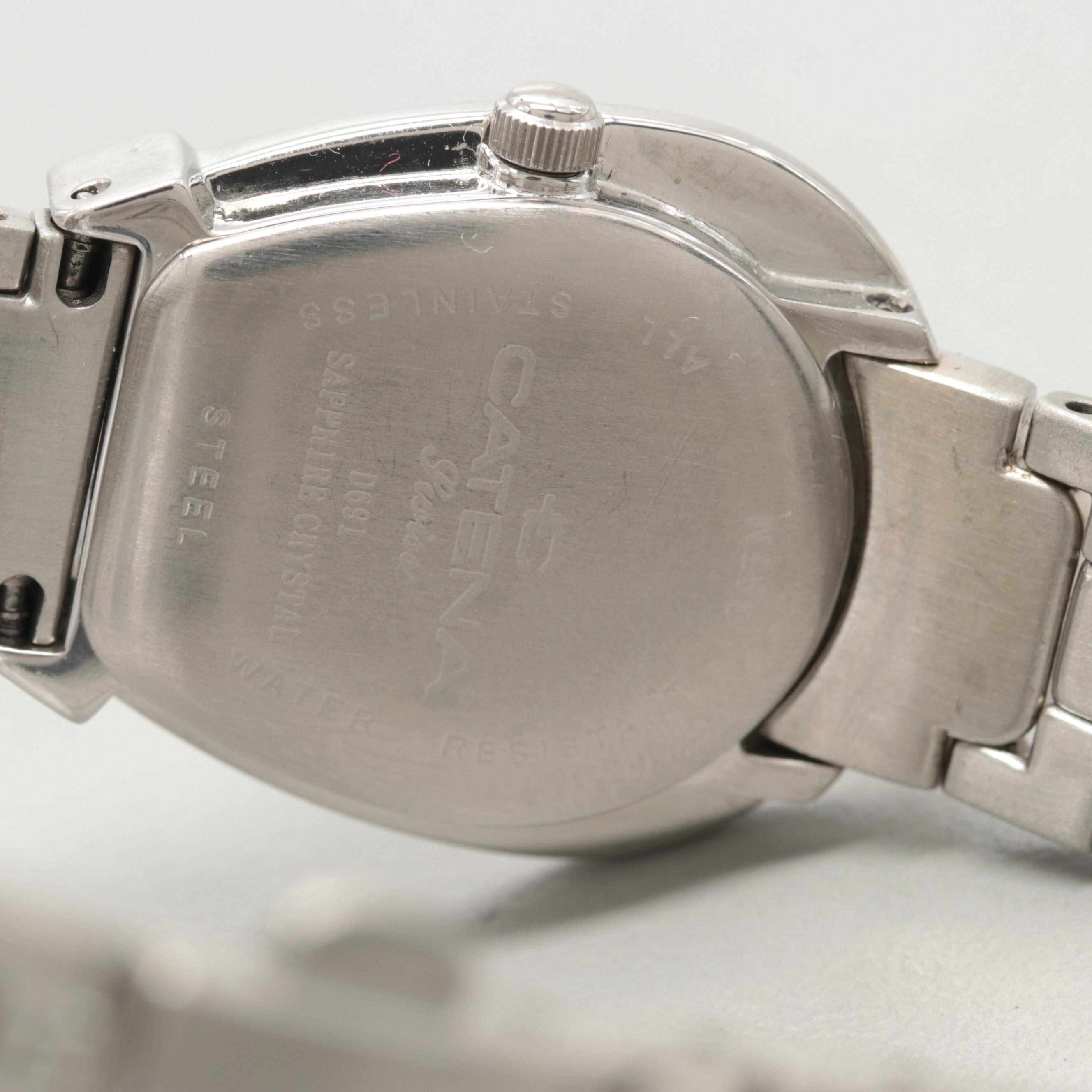 Catena Stainless Steel Watch With Horseshoe Shaped Diamond Bezel
