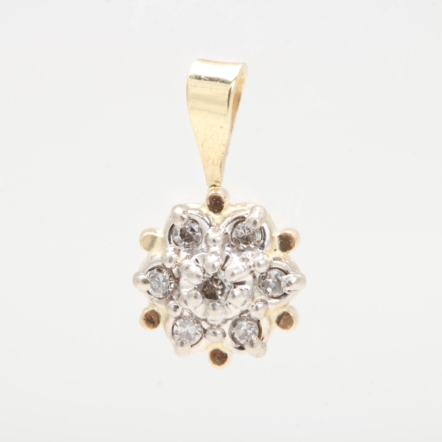 14K Yellow Gold Diamond Pendant