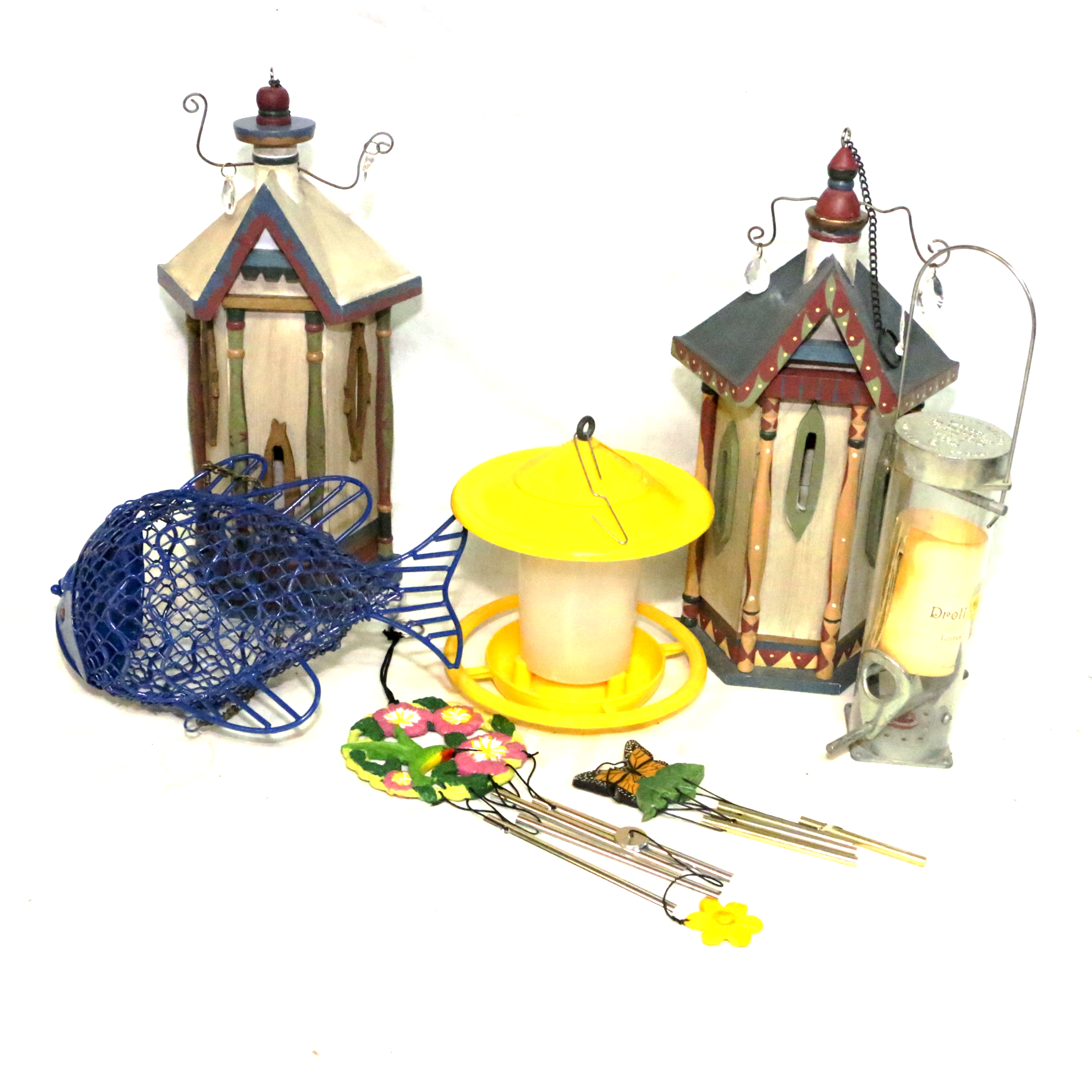 Bird Feeders, Fish Feeder, Bird and Butterfly Houses and Wind Chimes