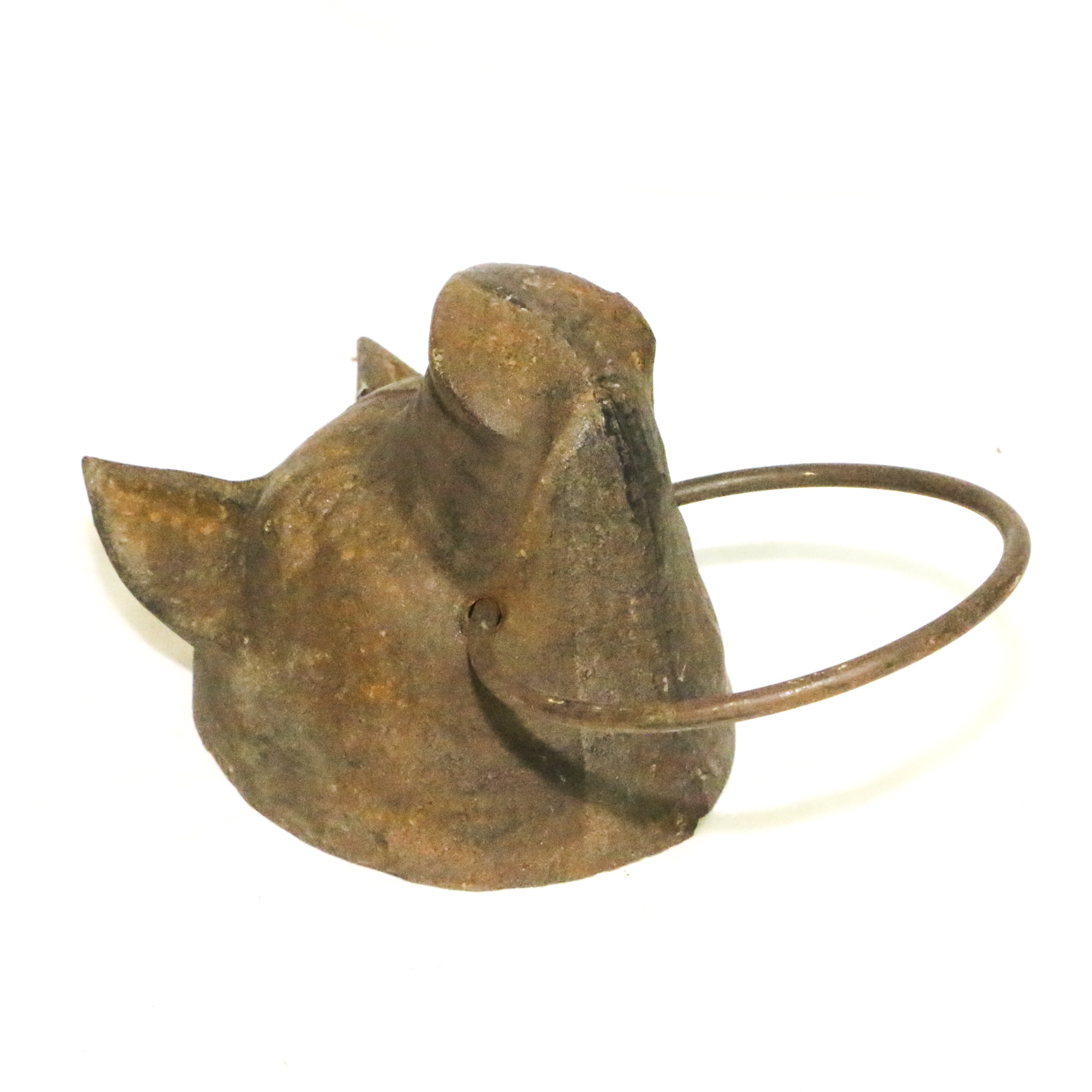 Cast Iron Pig Head with Ring Wall Decor, Early to Mid 20th Century