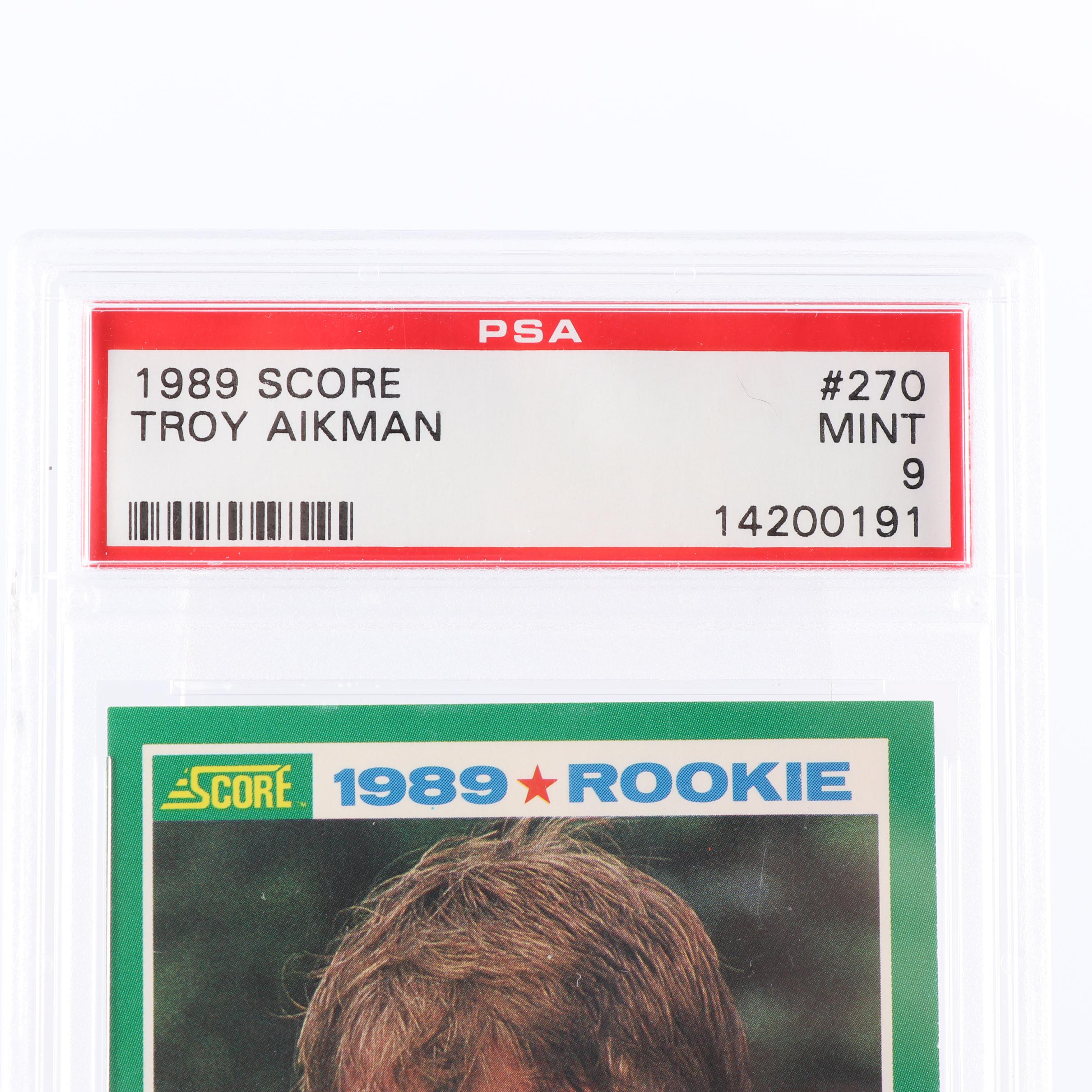 Troy Aikman 1989 Score #270 Rookie Card PSA Graded Mint 9