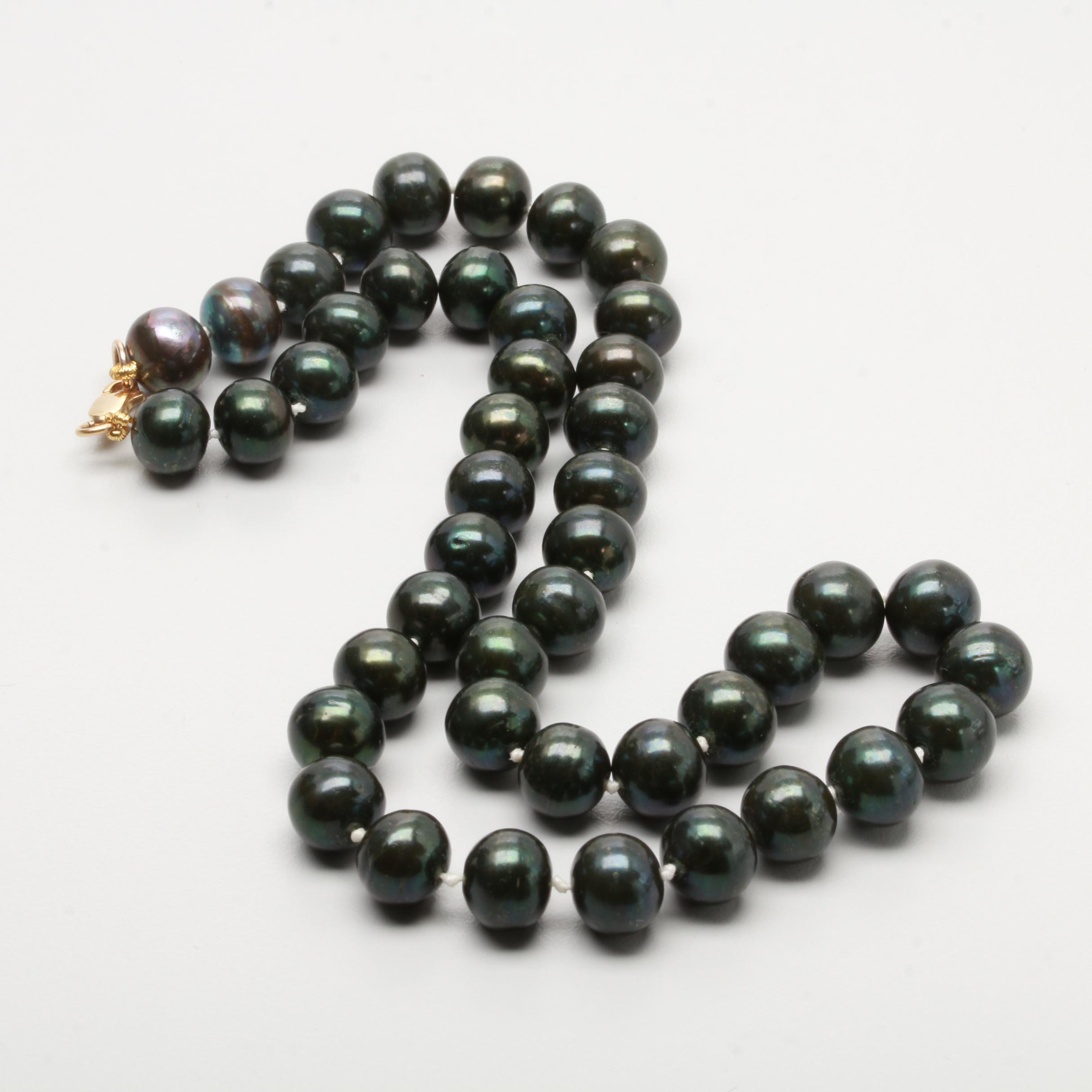 14K and 10K Yellow Gold and Cultured Pearl Necklace