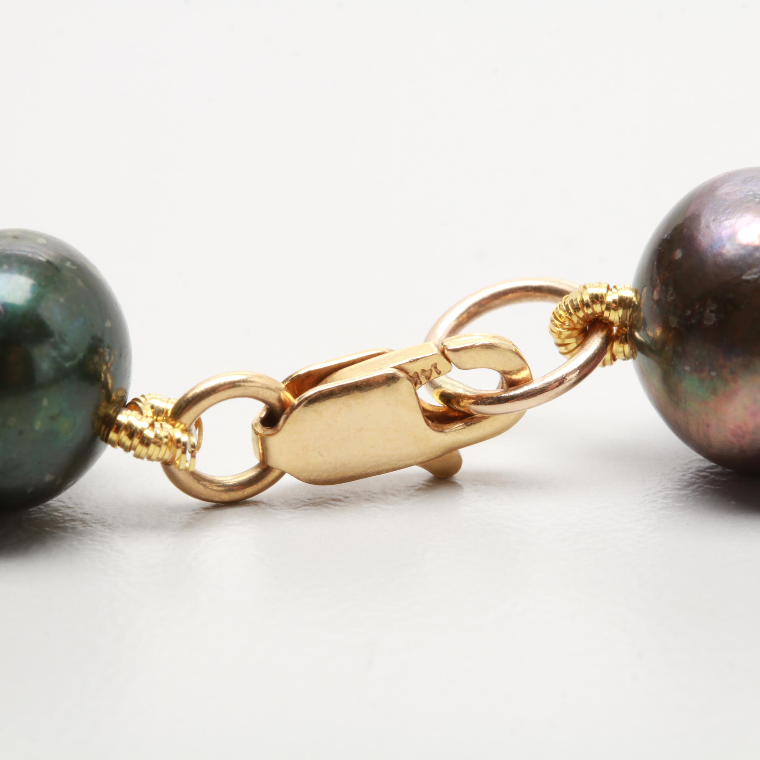 14K and 10K Yellow Gold and Cultured Pearl Necklace