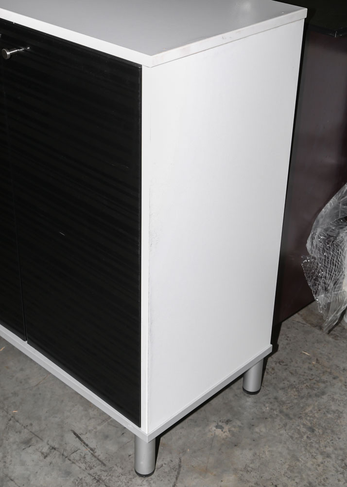 IKEA Effektiv White and Black Laminate Storage Cabinet