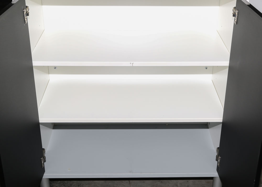 IKEA Effektiv White and Black Laminate Storage Cabinet