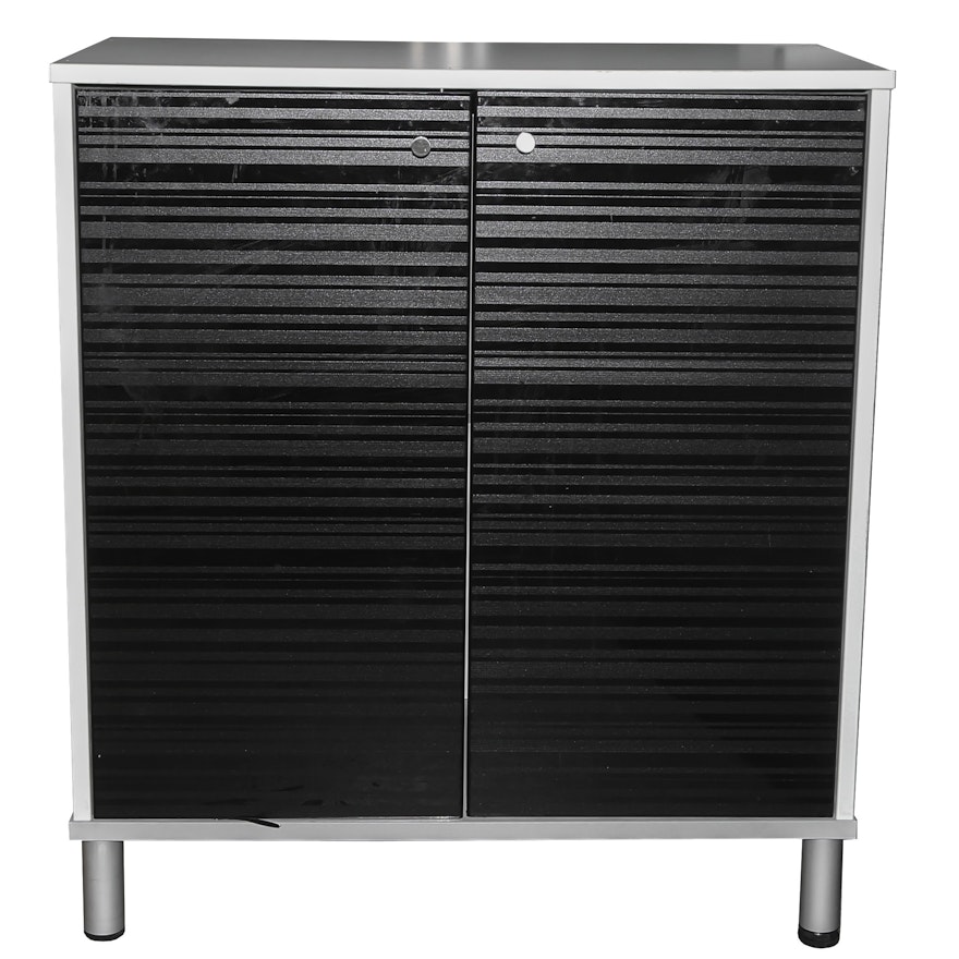 IKEA Effektiv White and Black Laminate Storage Cabinet