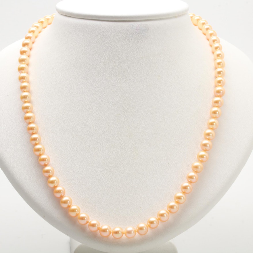 10K and 14K Yellow Gold Cultured Pearl Necklace