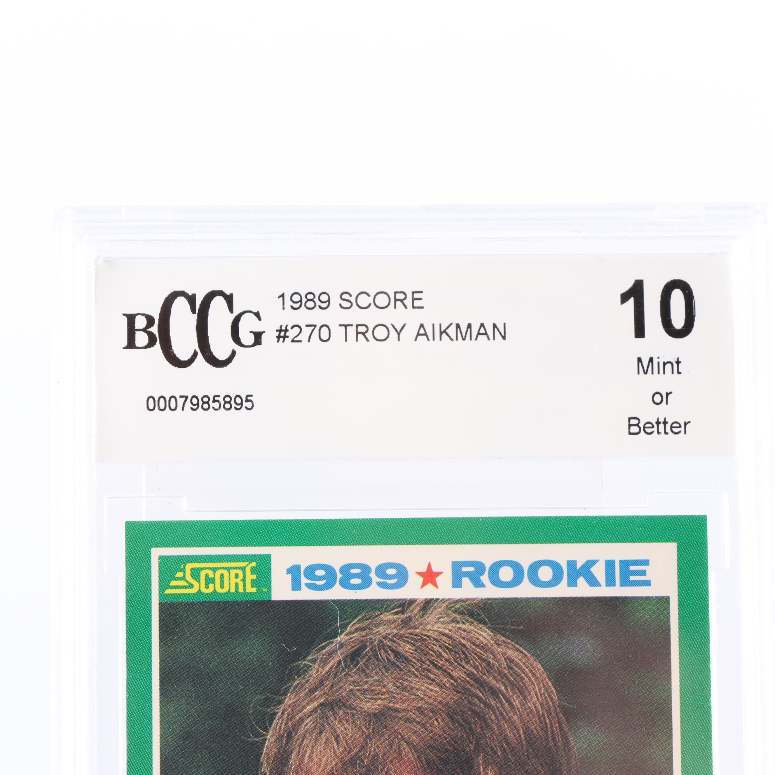Troy Aikman 1989 Score #270 Rookie Card BCCG Graded Mint 10