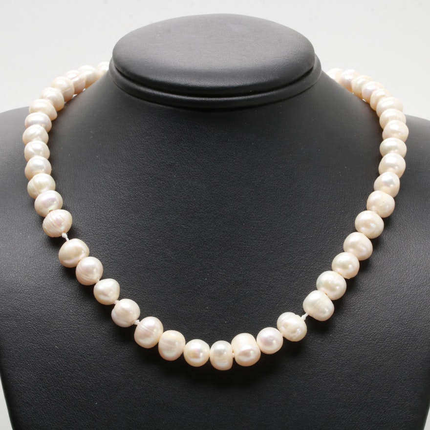 10K and 14K Yellow Gold Cultured Pearl Necklace
