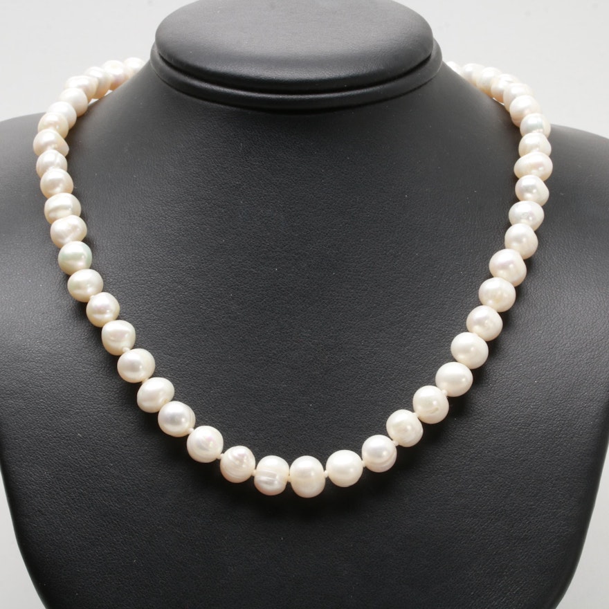 10K and 14K Yellow Gold Cultured Pearl Necklace