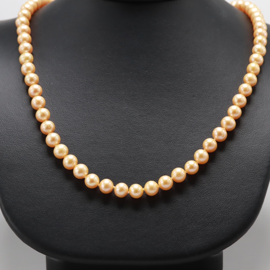 14K Yellow Gold Cultured Pearl Necklace