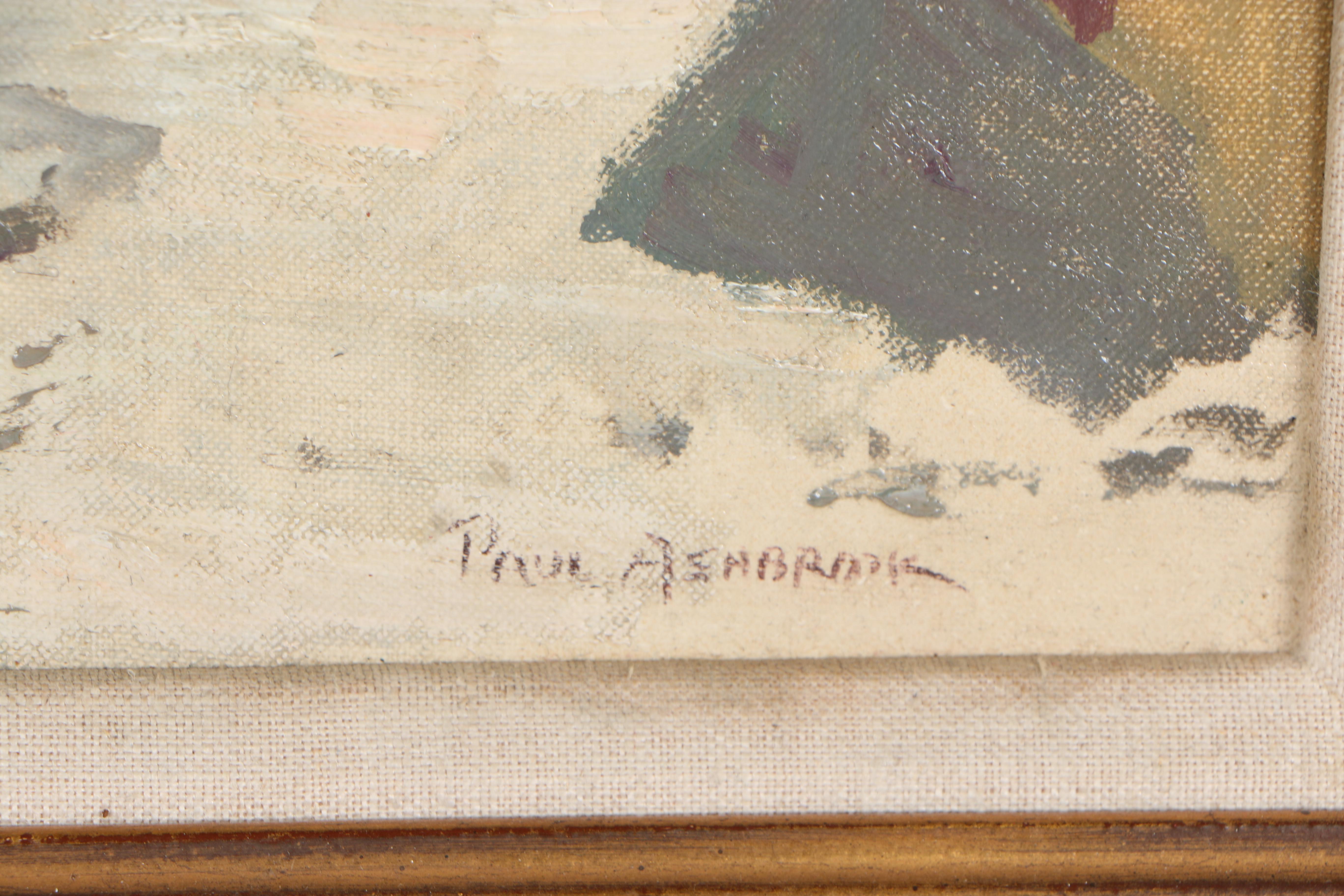 Paul Ashbrook Mid Century Oil Painting on Canvas Board