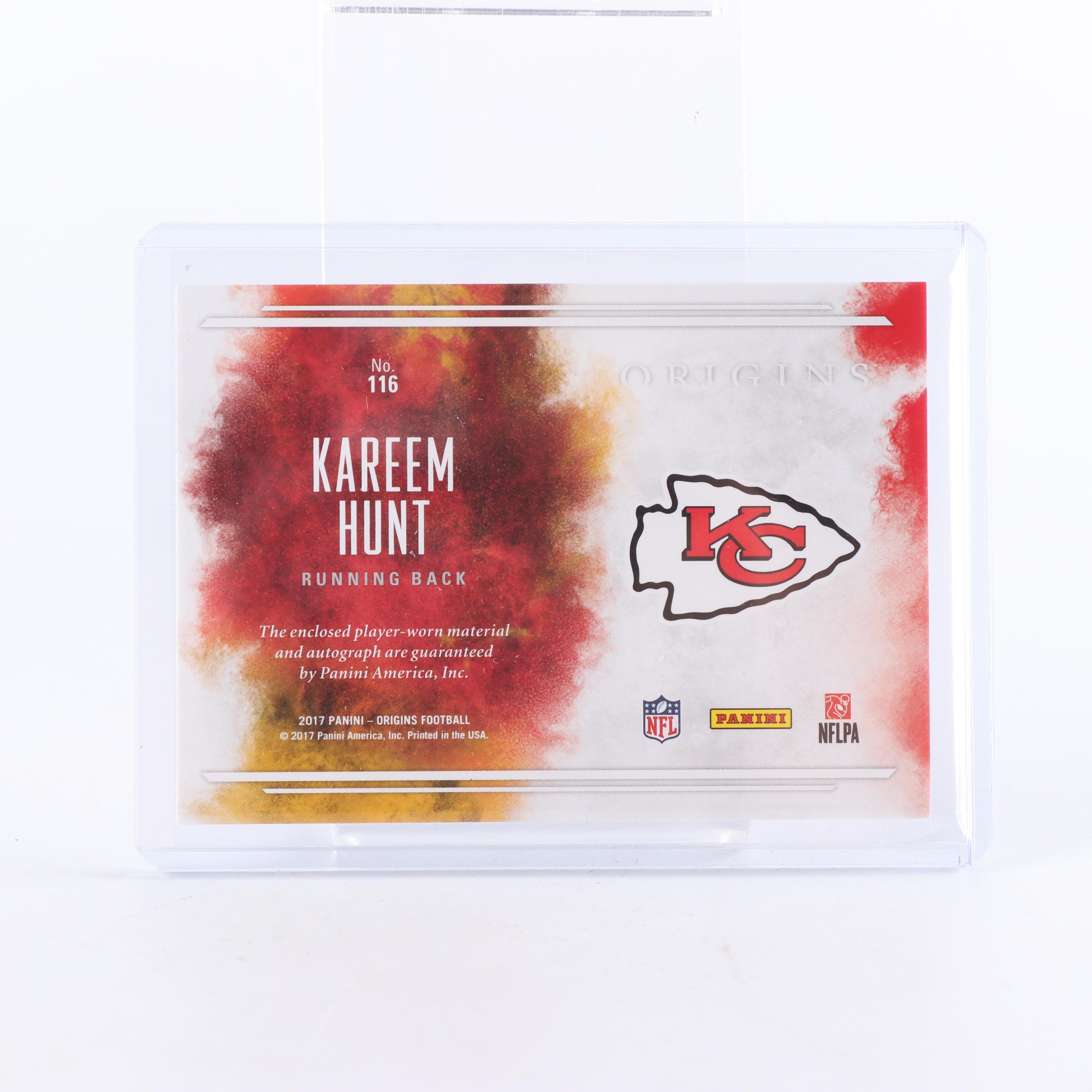 Kareem Hunt 2017 Panini Origins Rookie Card with Patch and Autograph