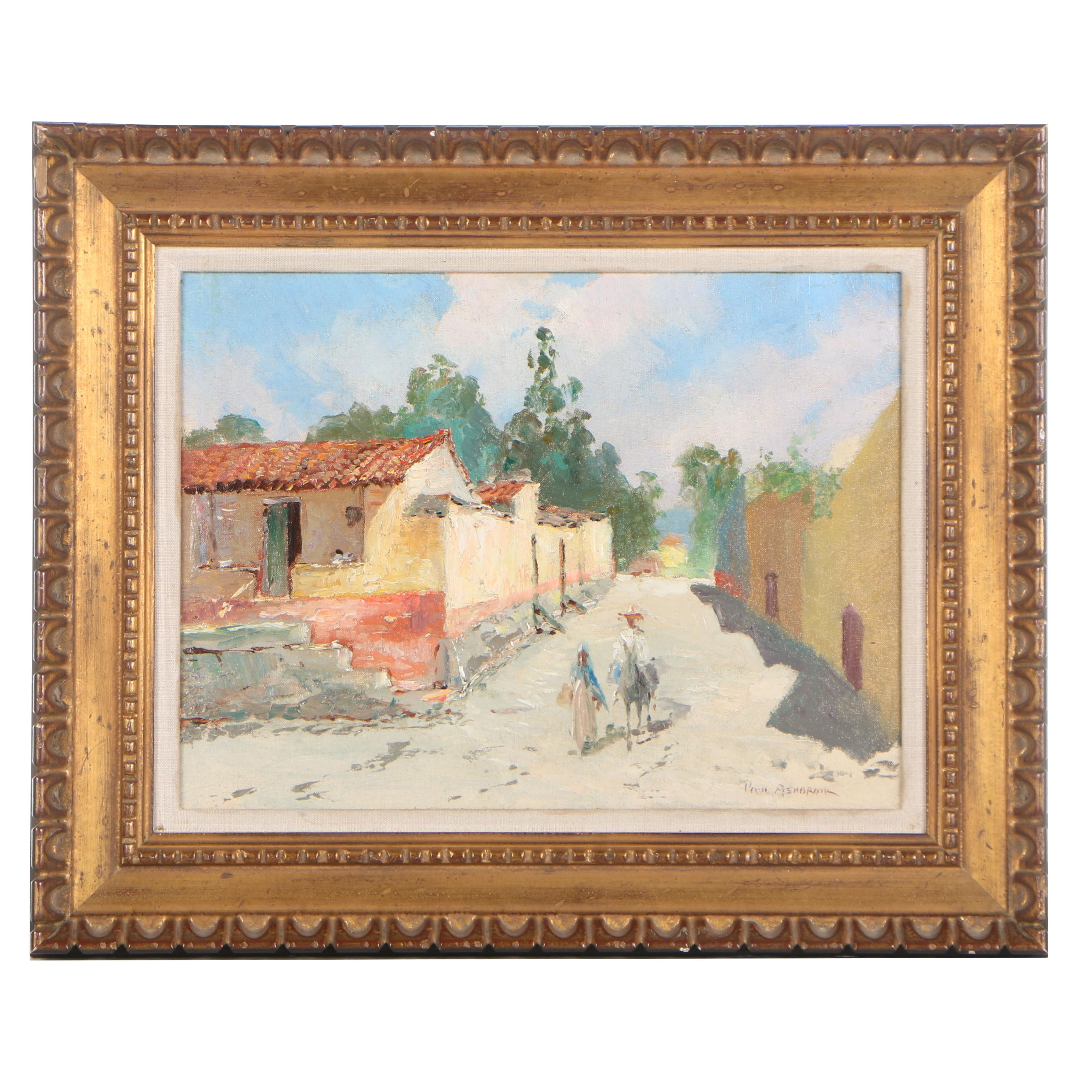 Paul Ashbrook Mid Century Oil Painting on Canvas Board