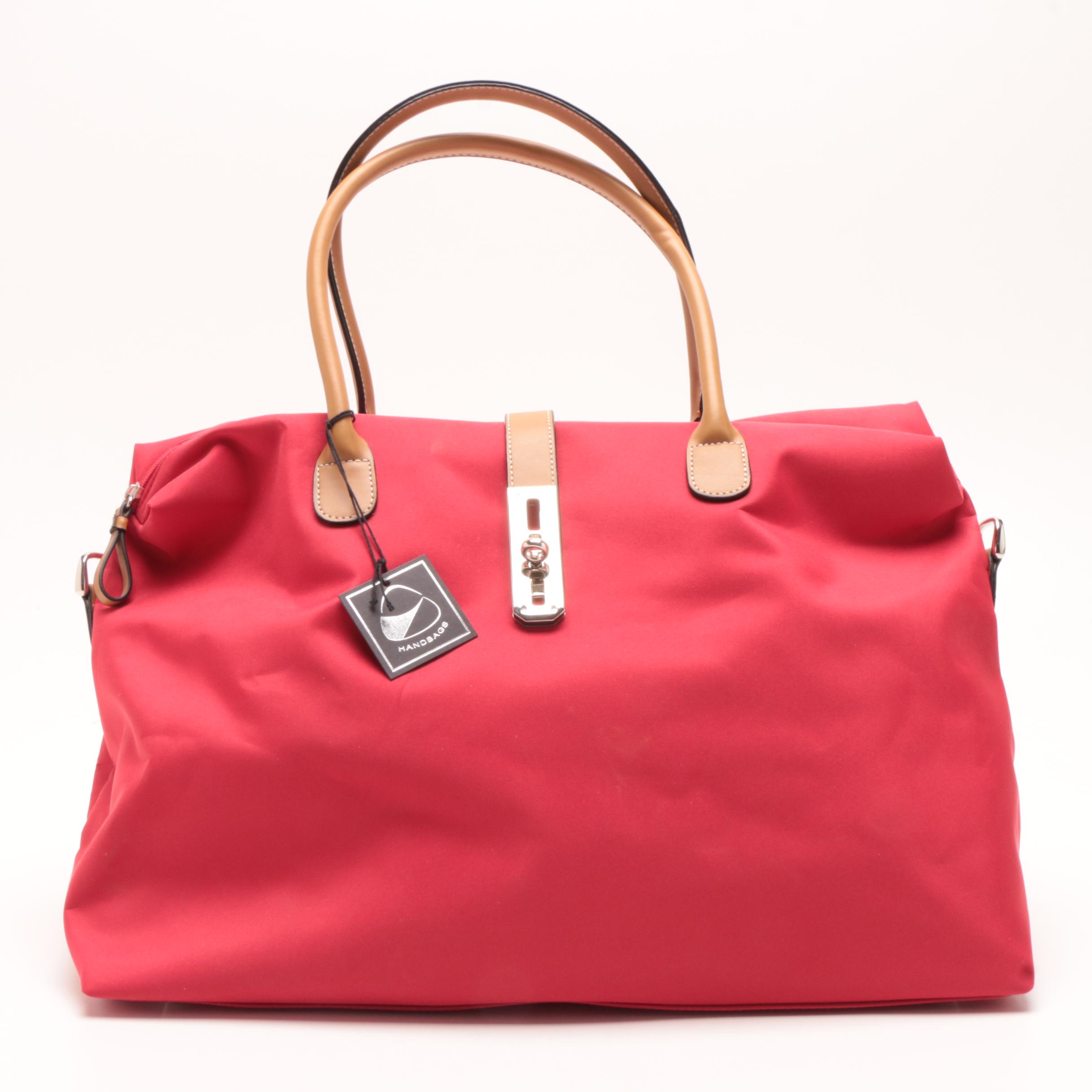 Red, Blue and Pink Nylon Tote Bags with Detachable Shoulder Straps