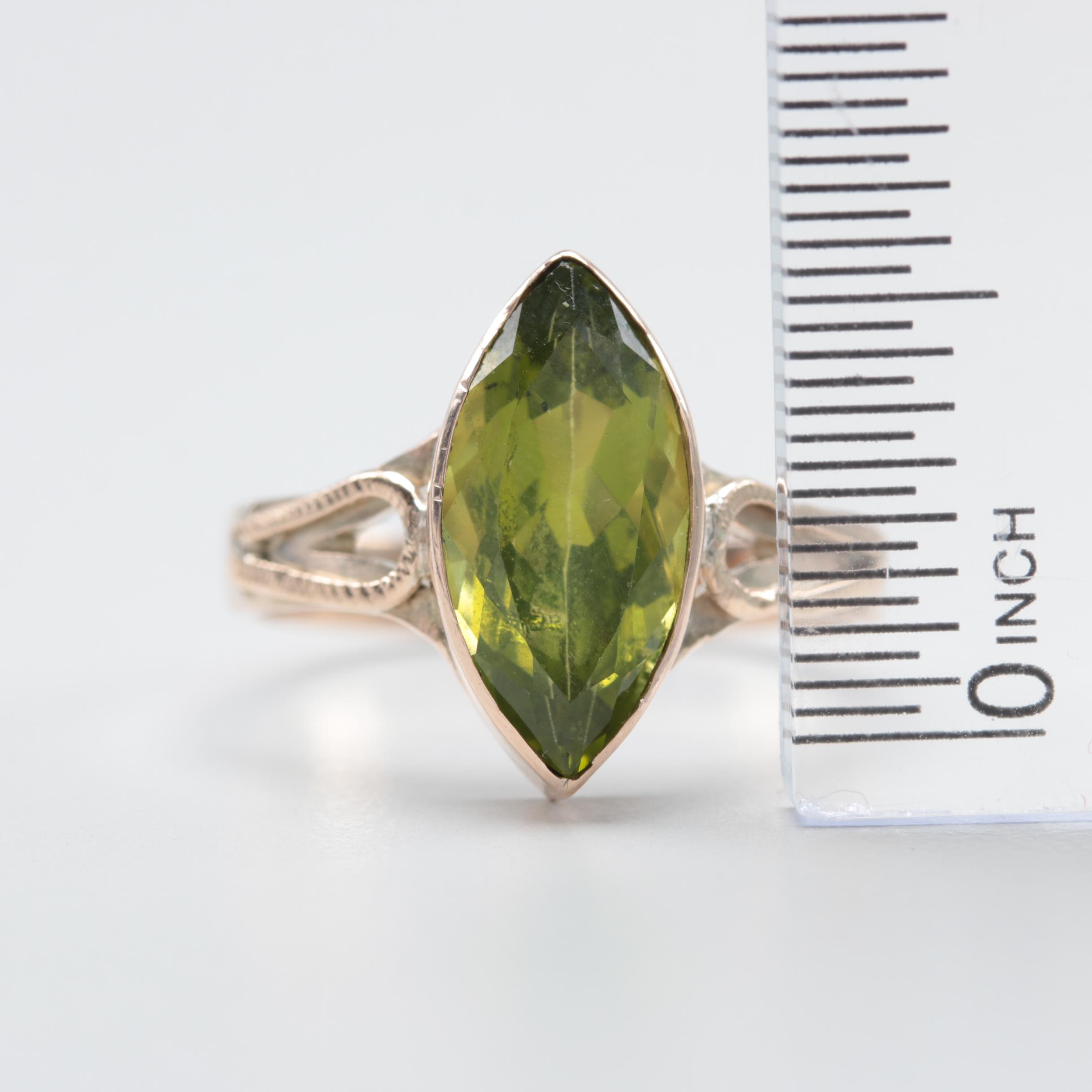 10K Yellow Gold Peridot Ring