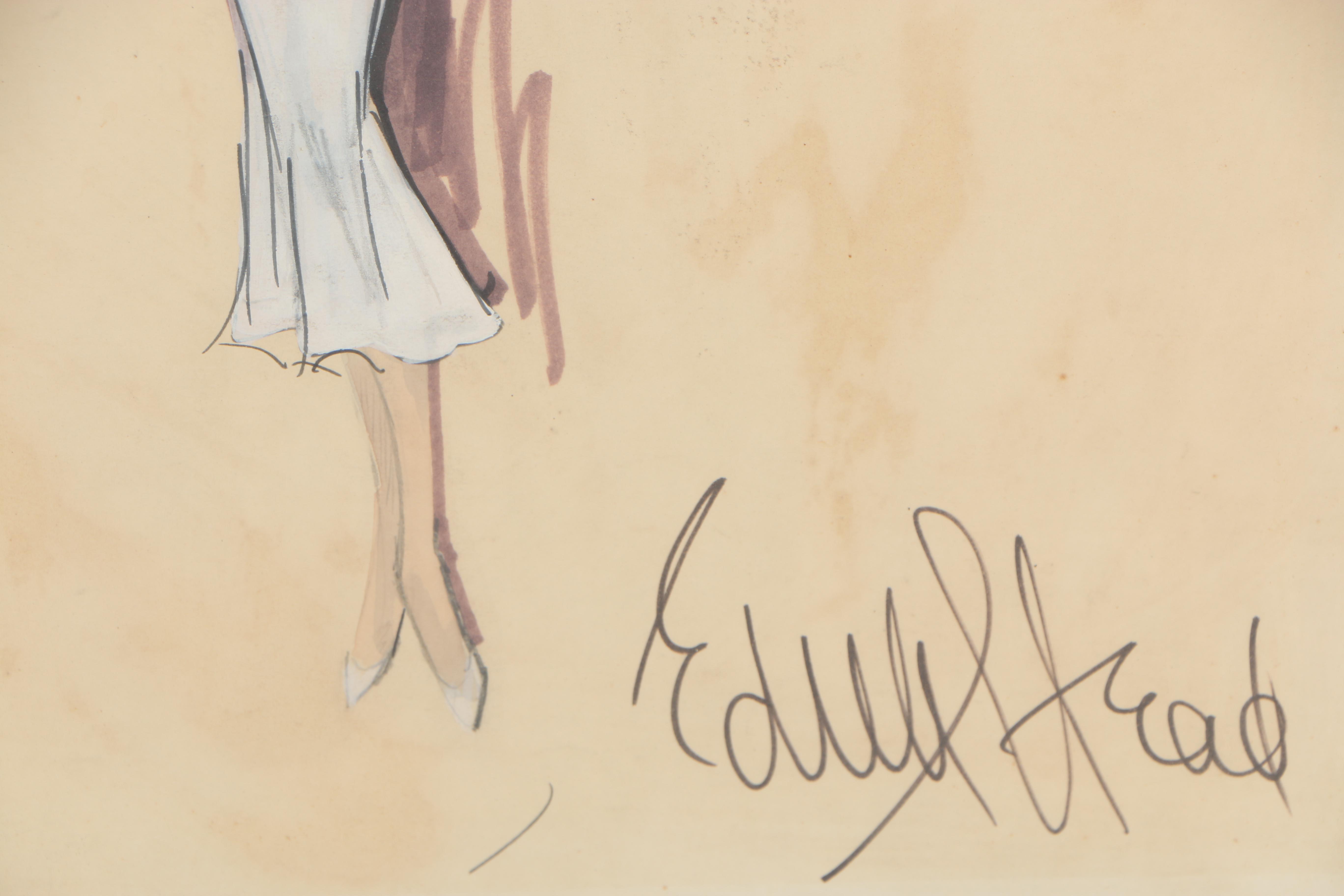 Edith Head Fashion Sketch "Carroll Baker as 'Harlow'"