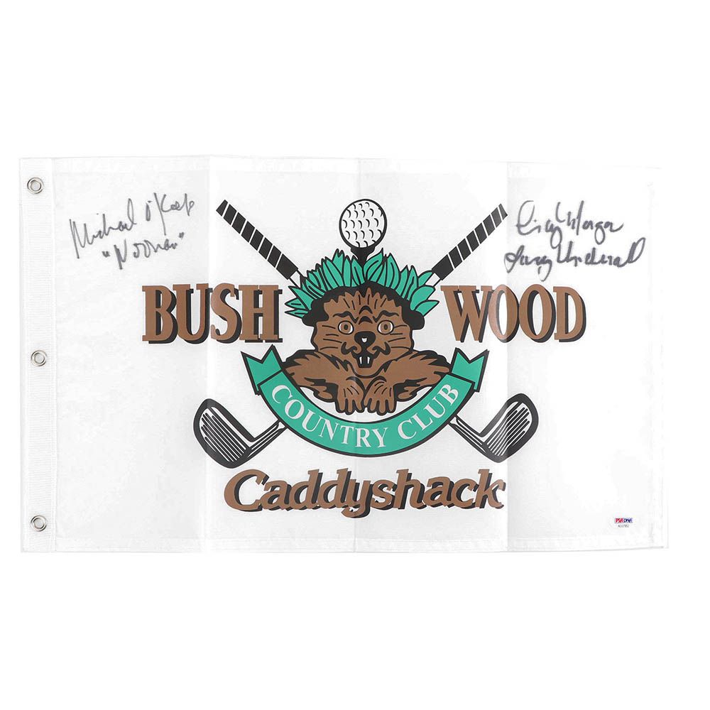 Michael O'Keefe and Cindy Morgan Autographed "Caddyshack" Flag - PSA/DNA COA