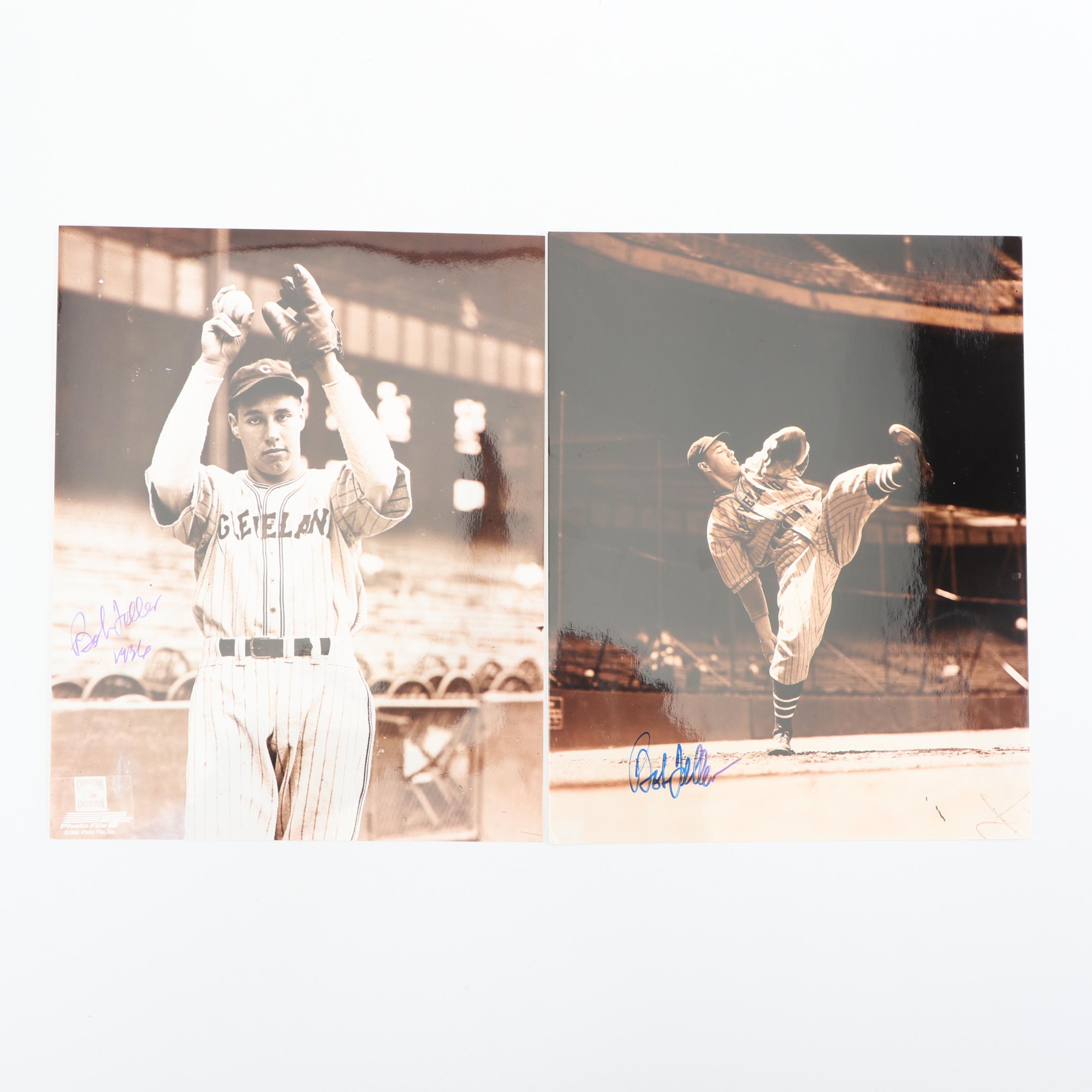 Bob Feller Autographed Sepia Tone Photographs