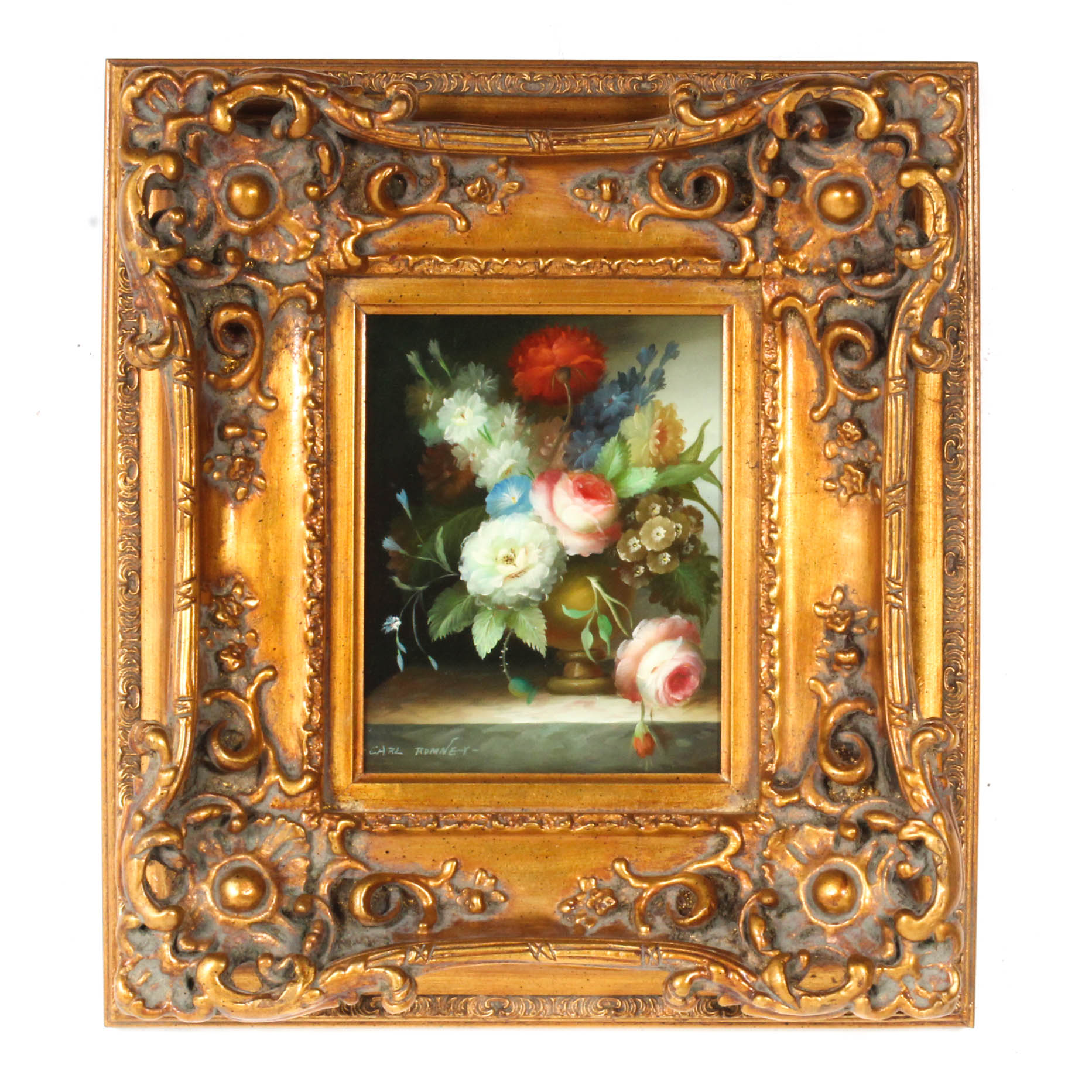 Carl Romney Flower Still Life Oil Painting