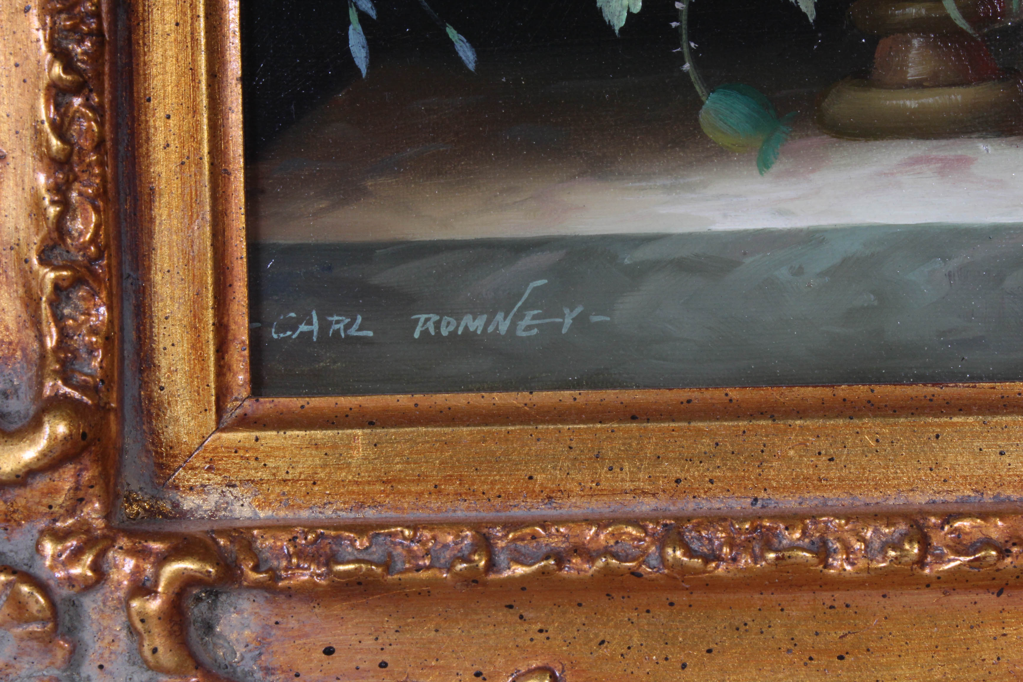 Carl Romney Flower Still Life Oil Painting