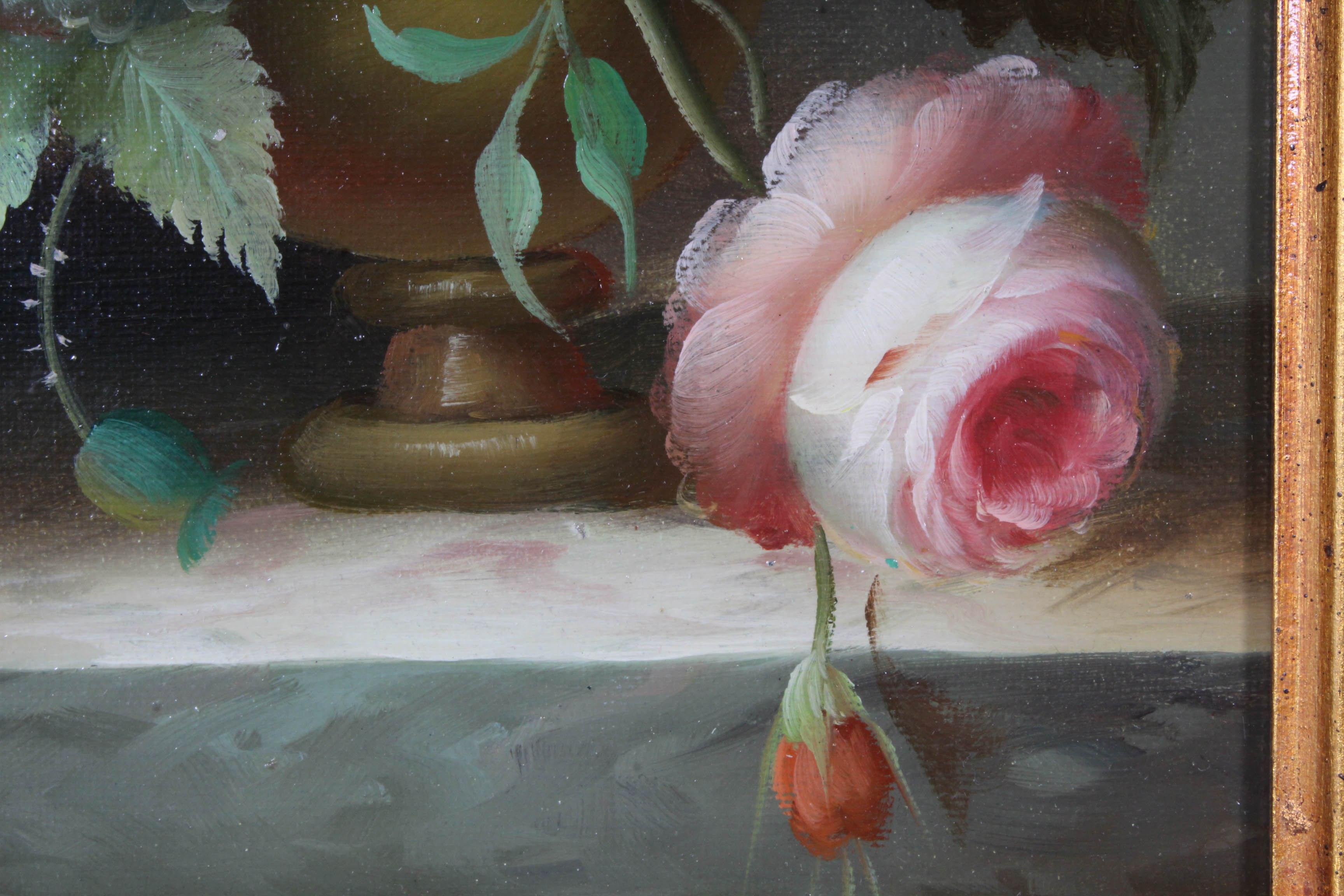 Carl Romney Flower Still Life Oil Painting