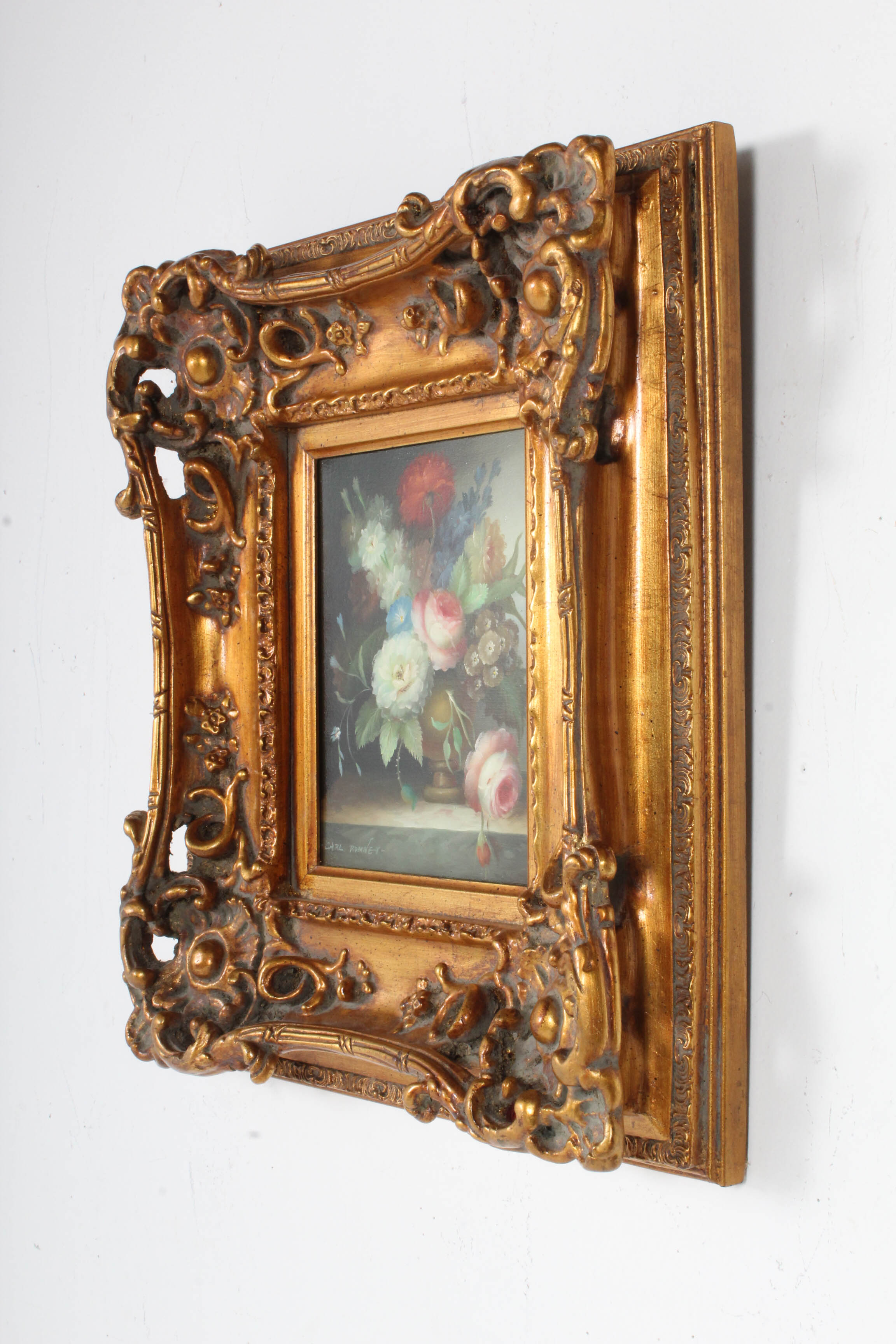 Carl Romney Flower Still Life Oil Painting
