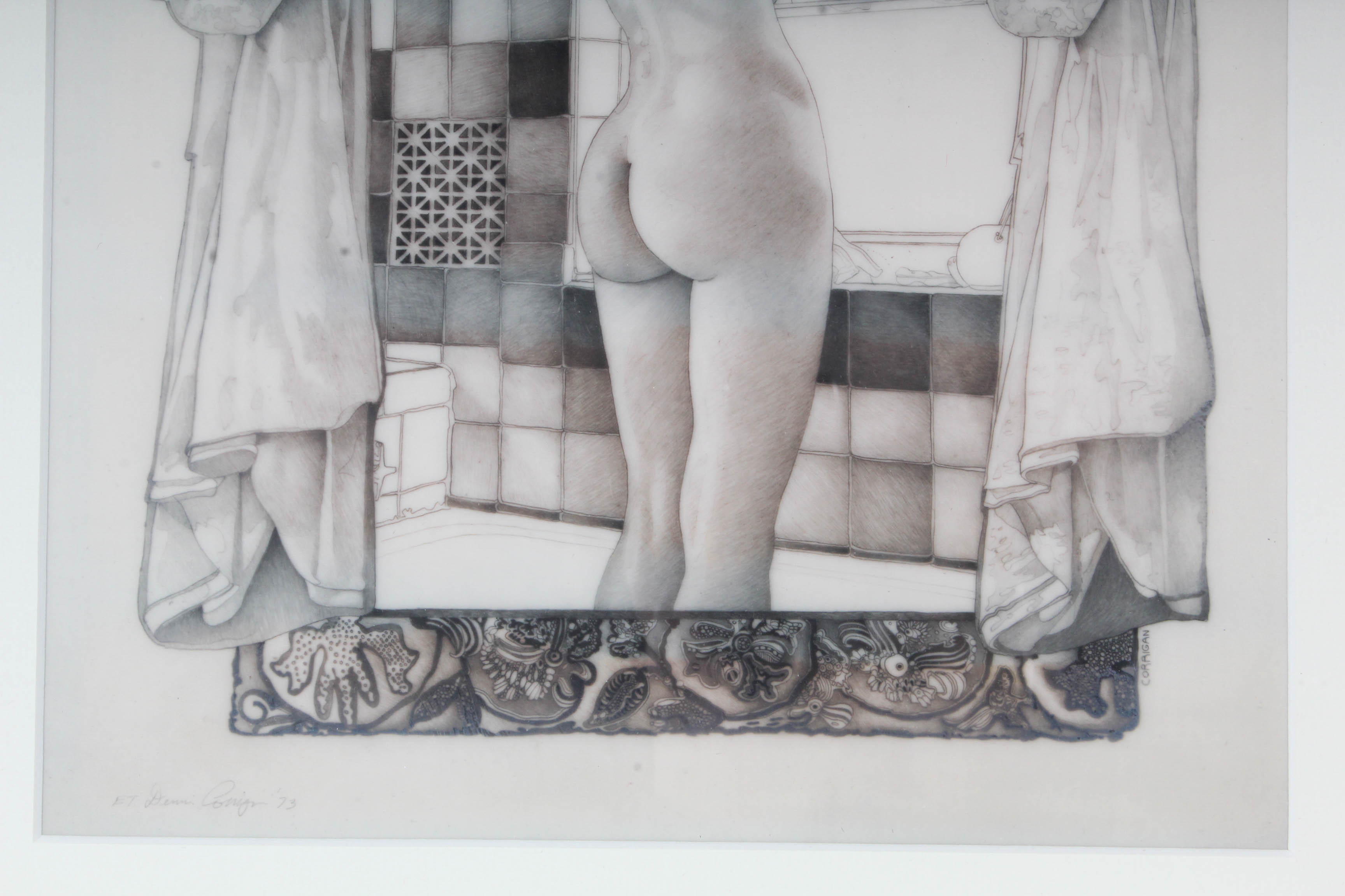 Dennis Corrigan Etching of Nude Woman