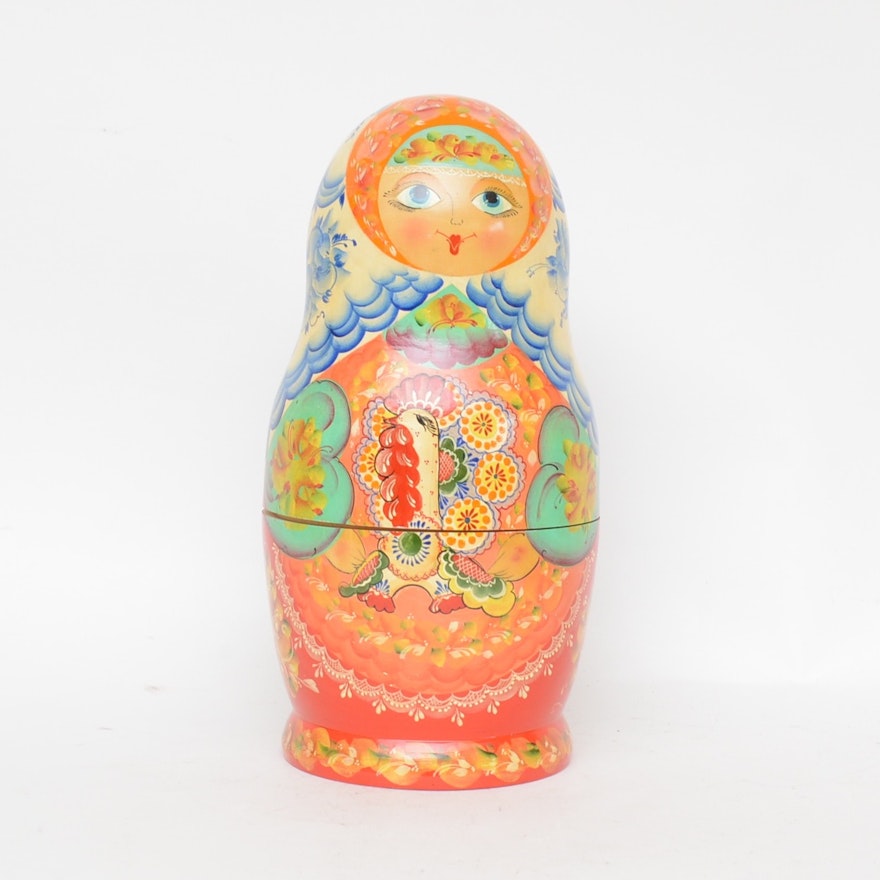 Large Hand-Painted Russian Nesting Doll