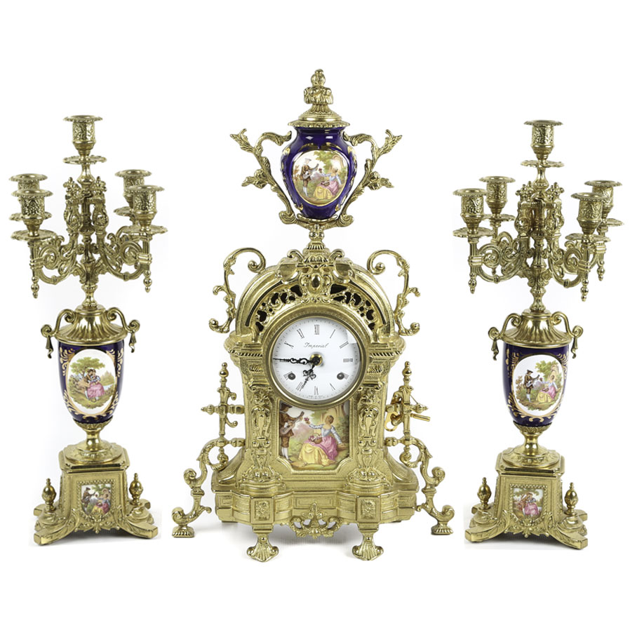 Brevettato Italian Garniture Imperial Clock Set