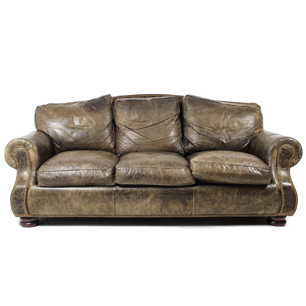 Hancock & Moore Olive Leather Sofa