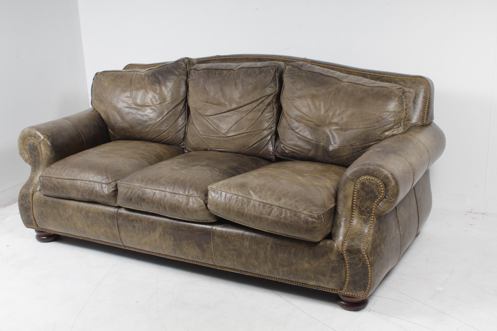 Hancock & Moore Olive Leather Sofa