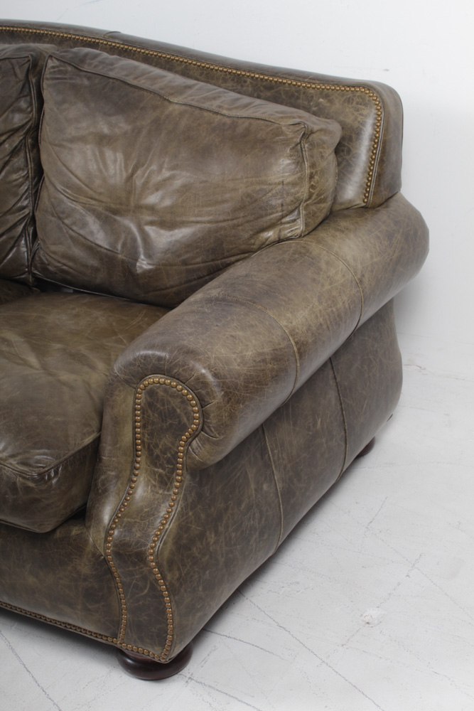 Hancock & Moore Olive Leather Sofa