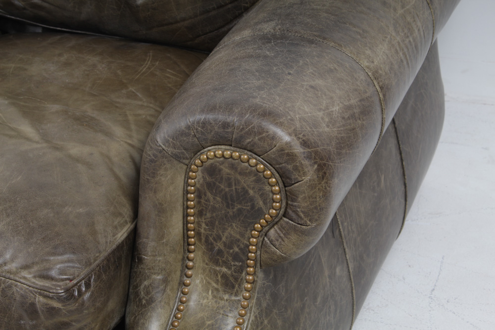 Hancock & Moore Olive Leather Sofa