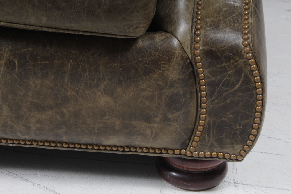 Hancock & Moore Olive Leather Sofa