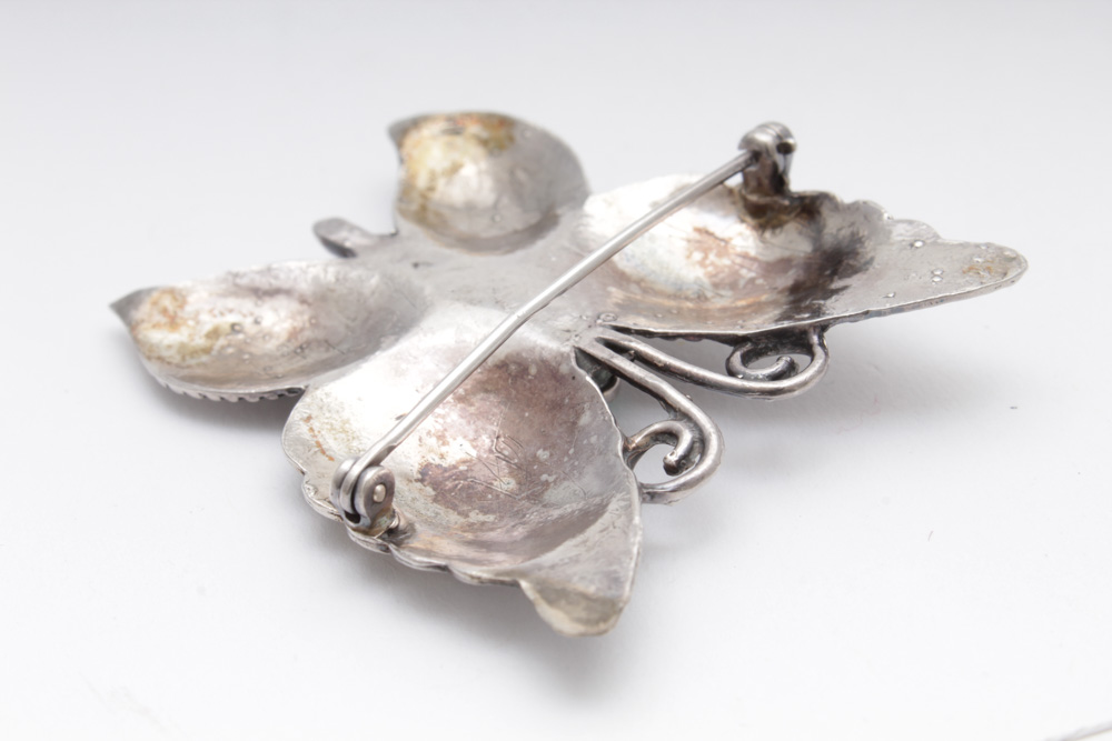 Sterling Silver Synthetic Turquoise Butterfly Brooch